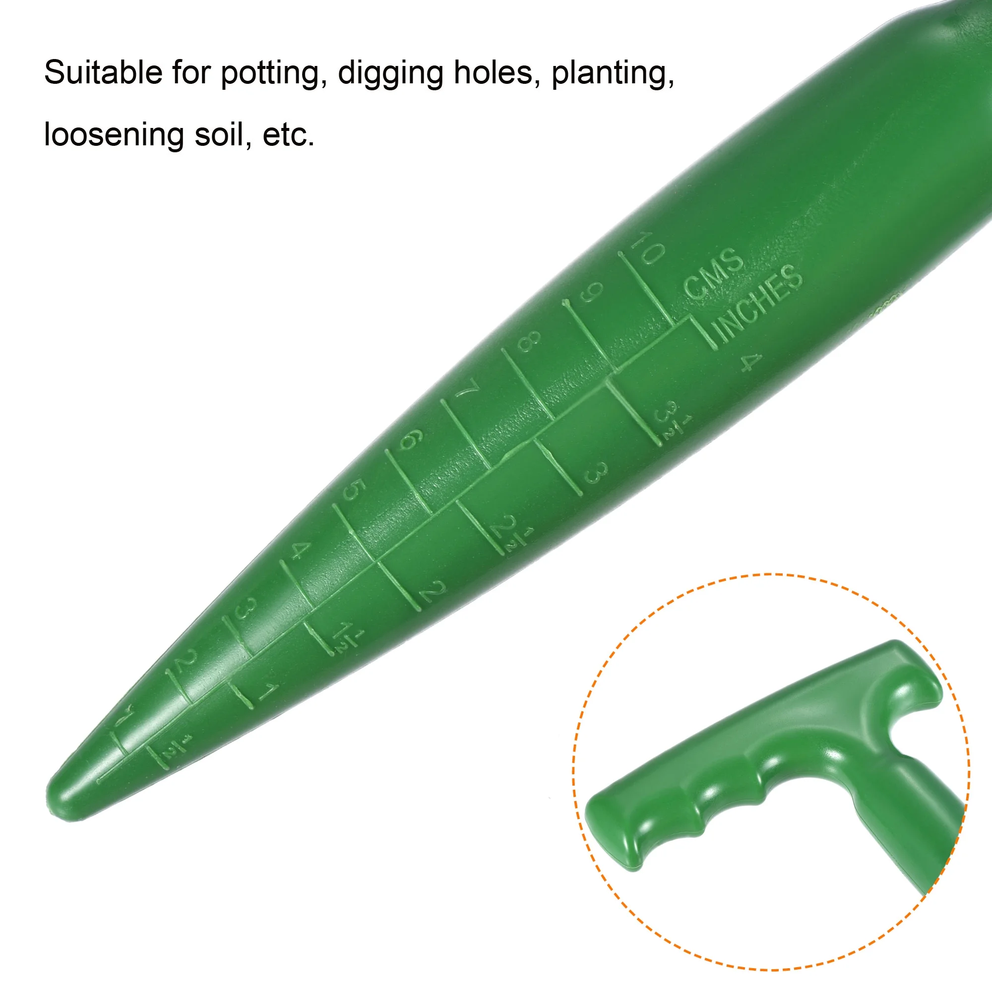 Uxcell Plastic Hand Dibber with Handle, Lightweight Sturdy Hand Held Bulb Planter, Green 5 Pack