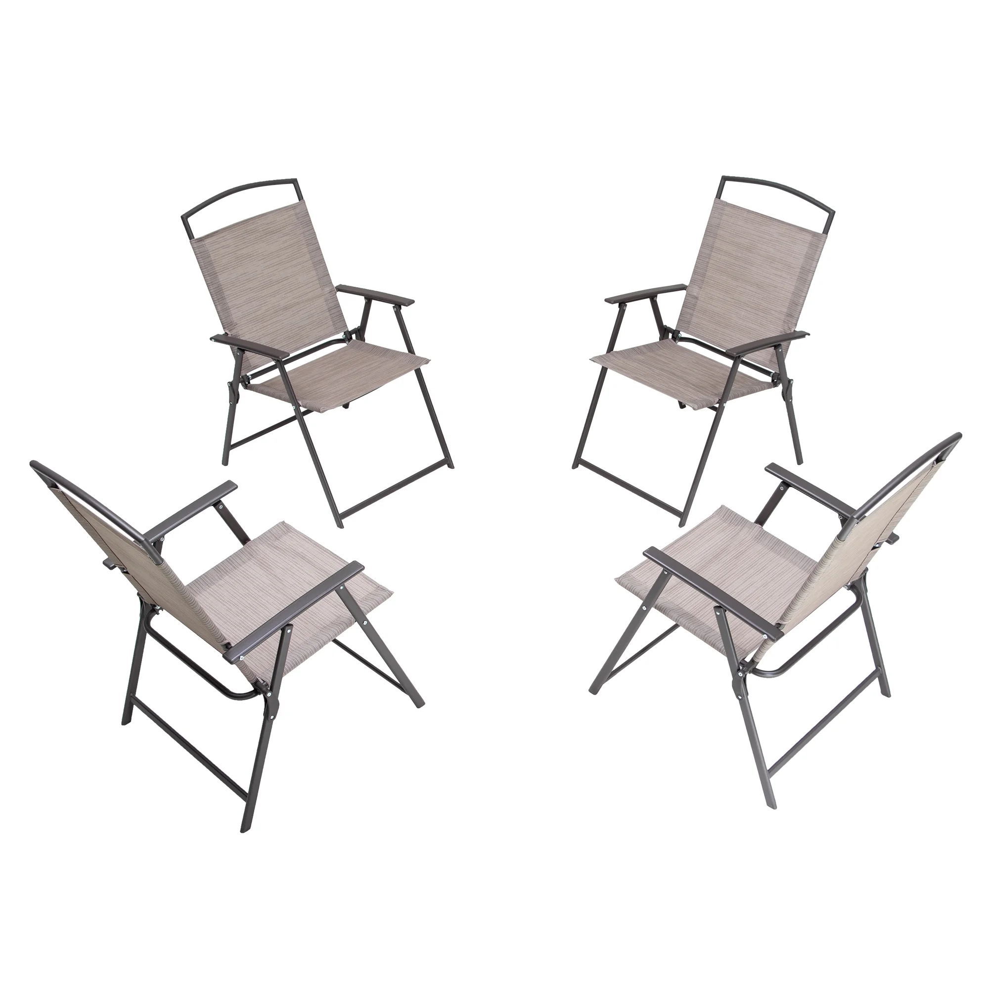 Crestlive Products Outdoor Set of 4 Patio Folding Dining Chairs with Armrest, Beige
