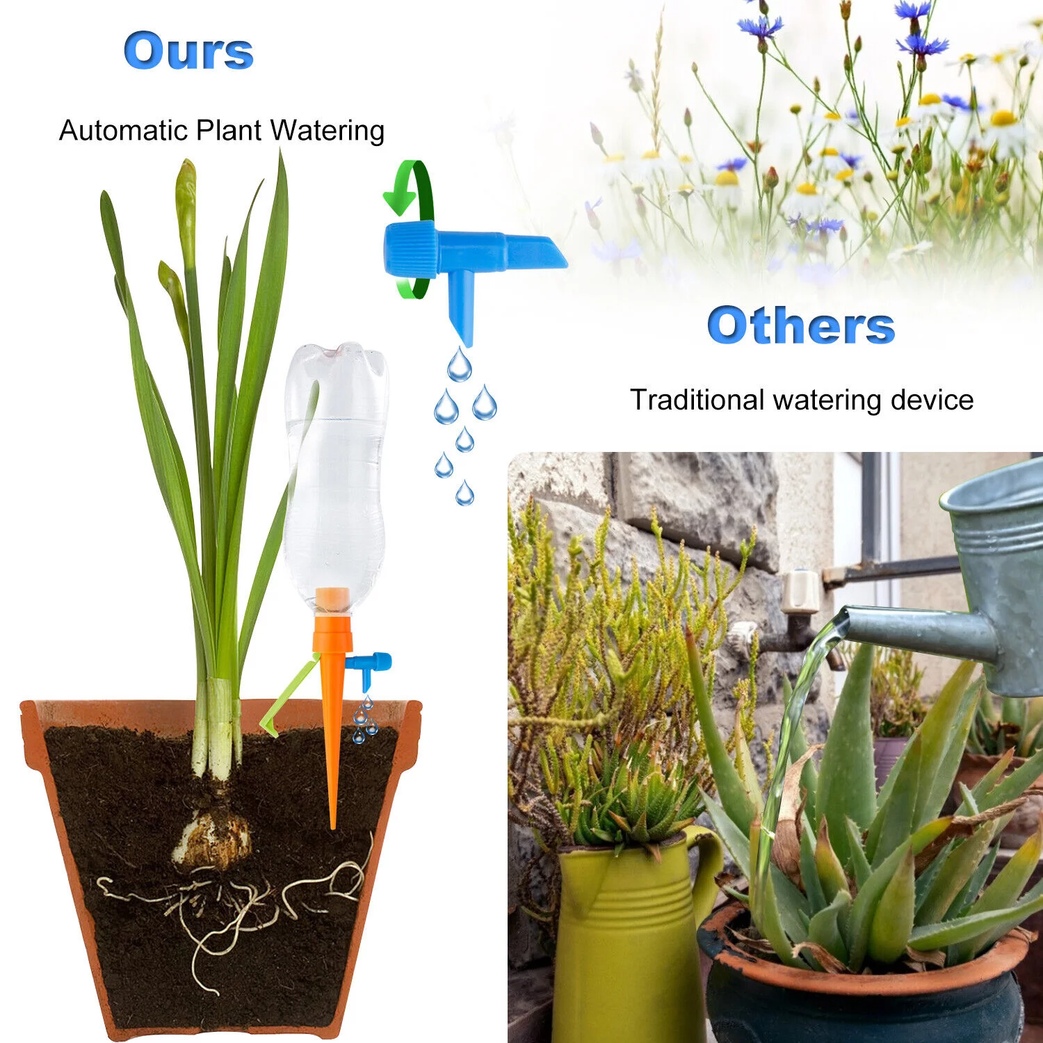 12/24/48 PCS Automatic Self Watering Spikes Plants Water Drip Irrigation System