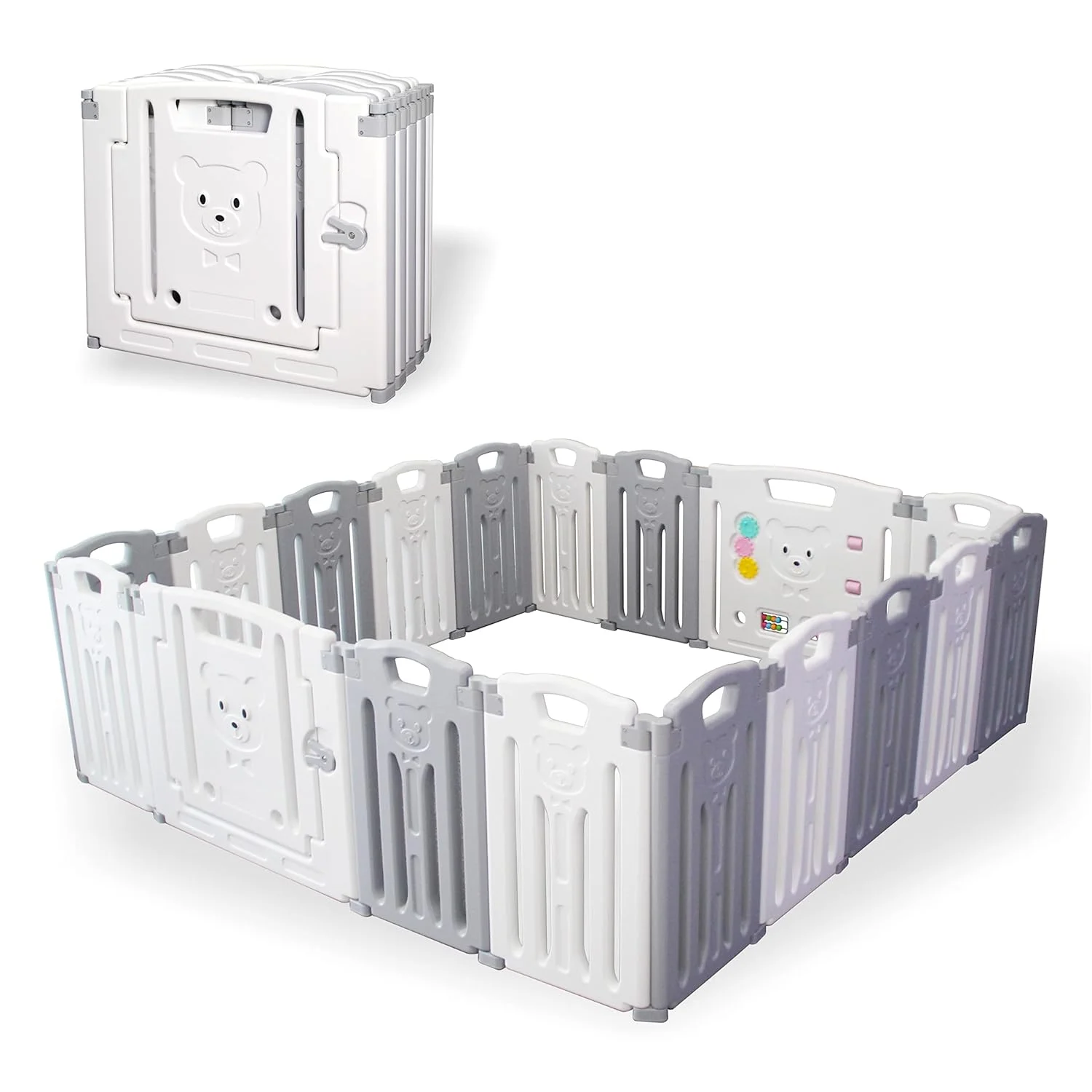 Baby Playpen Kids Activity Centre Safety Play Yard Home Indoor Outdoor New Pen (Multicolour) (White) (18White)