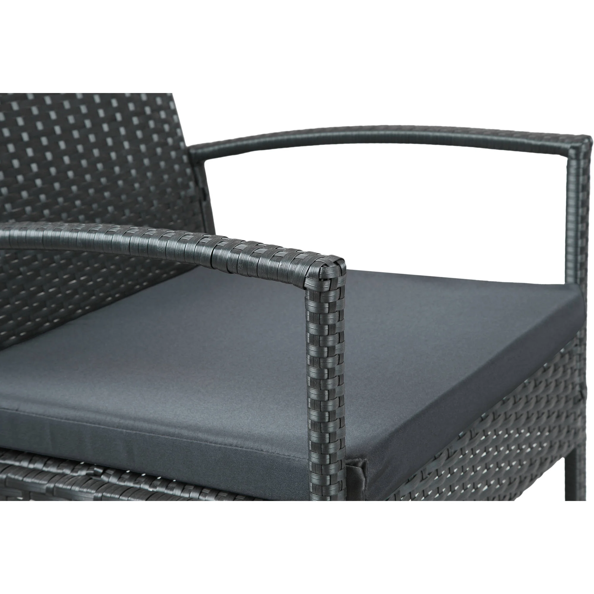 Incadozo 4-Piece All-Weather Wicker Patio Conversation Set, Black with Gray Cushions