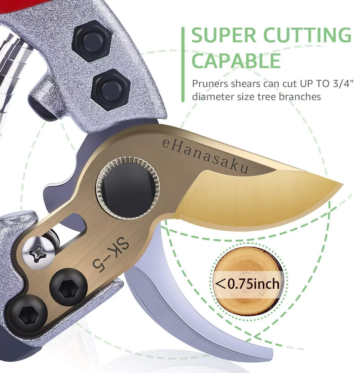 Pruning Shears  Durable Garden Shears with SK5 Steel Blades and Soft-Grip Handle Heavy Duty Plant Flower Tree Branch Cutter Ratchet Pruning Shears Grafting Garden Tool