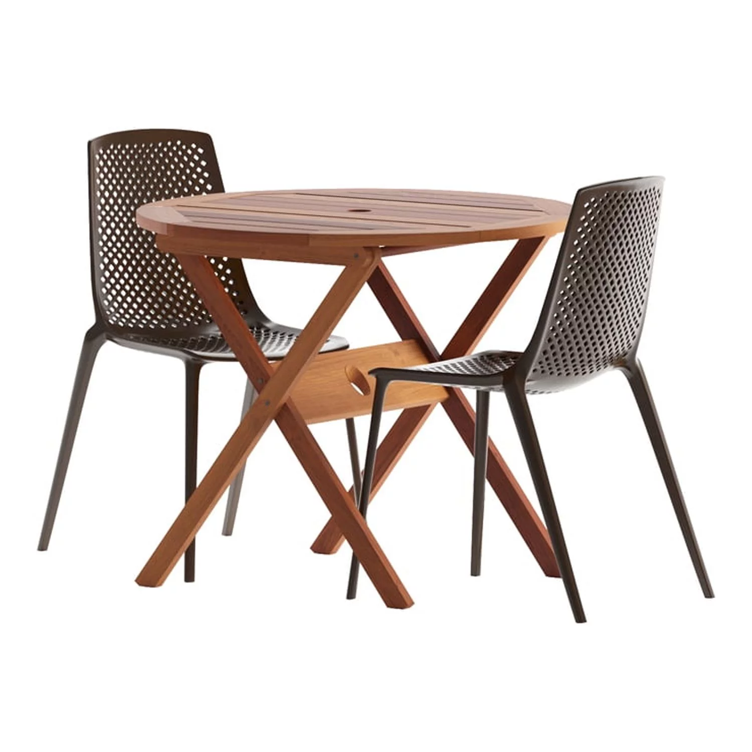 Amazonia 3 Piece Octogonal Patio Dining Set W/Brown Plastic/Resin Chairs