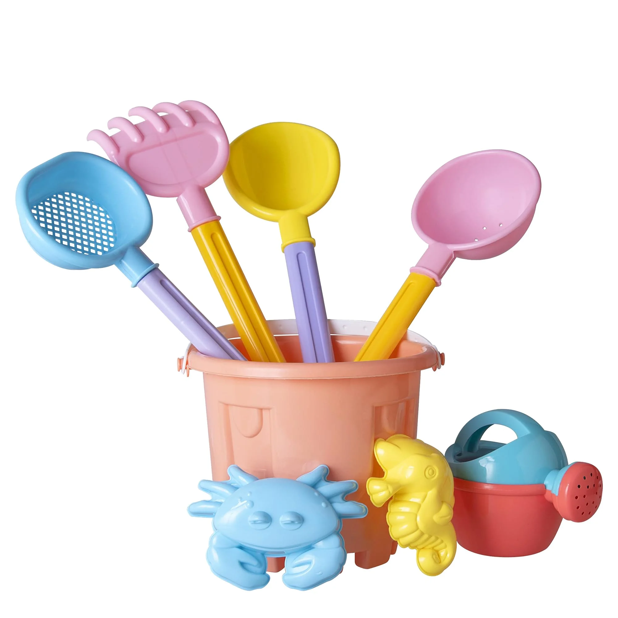 VOS Beach Sand Pail and Shovels Set - Water Toys for Kids - 8 pcs Set