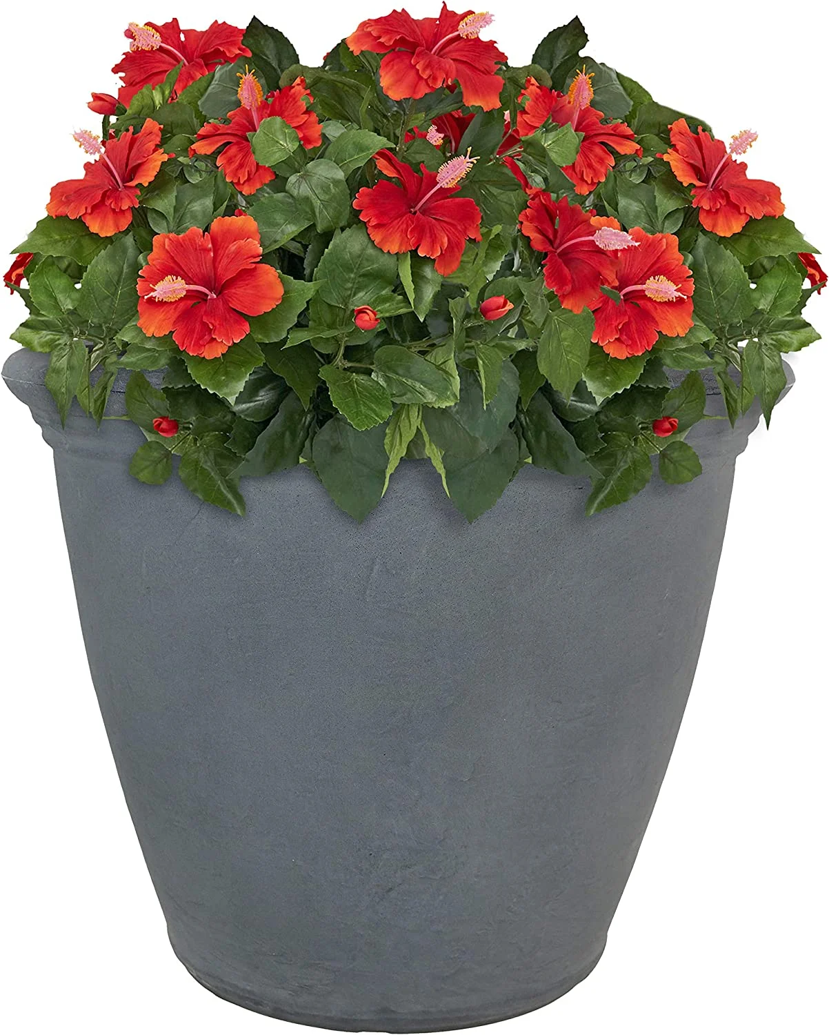 Anjelica 20-inch Indoor/Outdoor Double-Walled Polyresin Planter with UV-Resistant Slate Finish