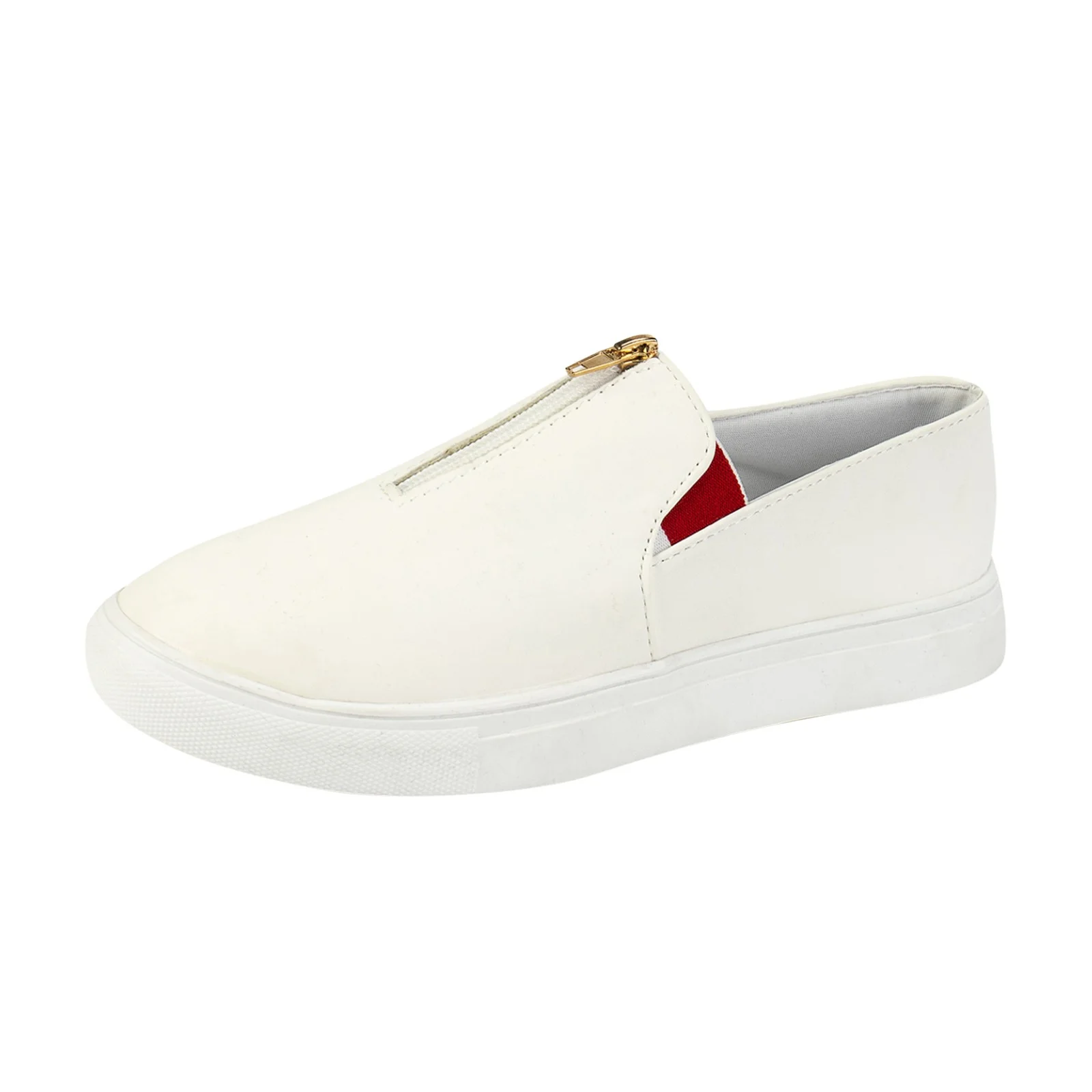 Walking Shoes Women Slip On Sock Sneakers Women's Fashion Solid Color Flat Zipper Casual Shoes Non Slip One Foot Stirrup Shoes Running Shoe