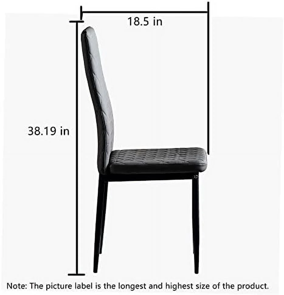 ZWNLKQG Set of 6 Leather Dining Chairs Set  with Upholstered Cushion & High Back  Powder Coated Metal Legs  Rhombus Pattern Seats  Household