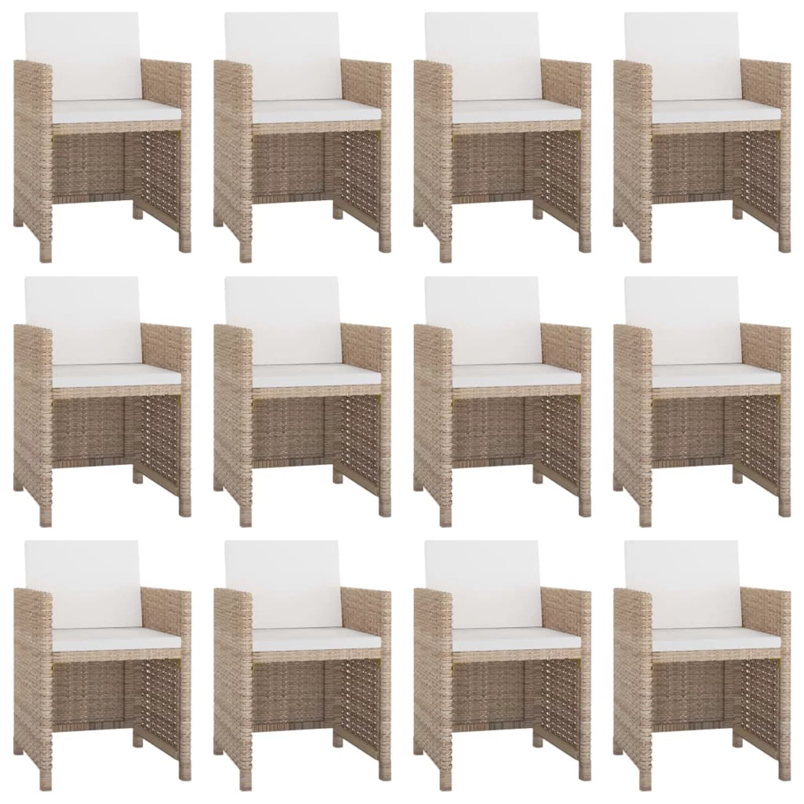 Carevas 13 Piece Patio Dining Set with Cushions Poly Rattan Beige