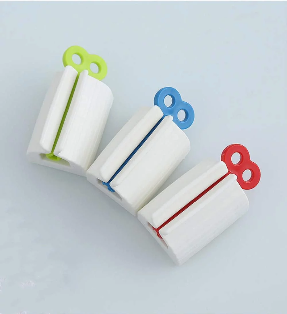 Pack of 3 Toothpaste Squeezer, Stand Rotating Toothpaste Dispenser Tube Squeezer Made of Plastic for Bathroom (Red Blue Green) Holder & Dispenser