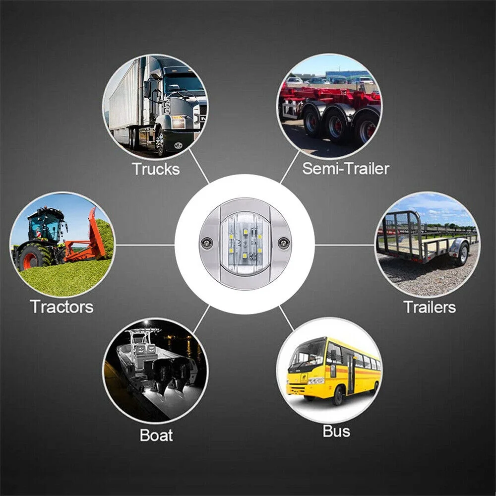 EROCK 2Pcs White Round Marine Boat LED Stern Transom Lights Cabin Deck Courtesy Light