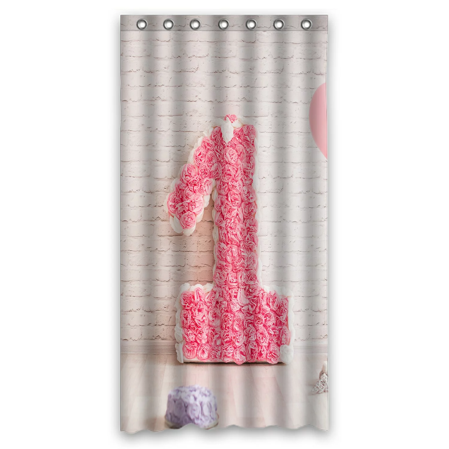 ECZJNT first birthday number 1 form Pink 1st birthday brick wall Shower Curtain Bathroom Waterproof Home Decor 36x72 Inch
