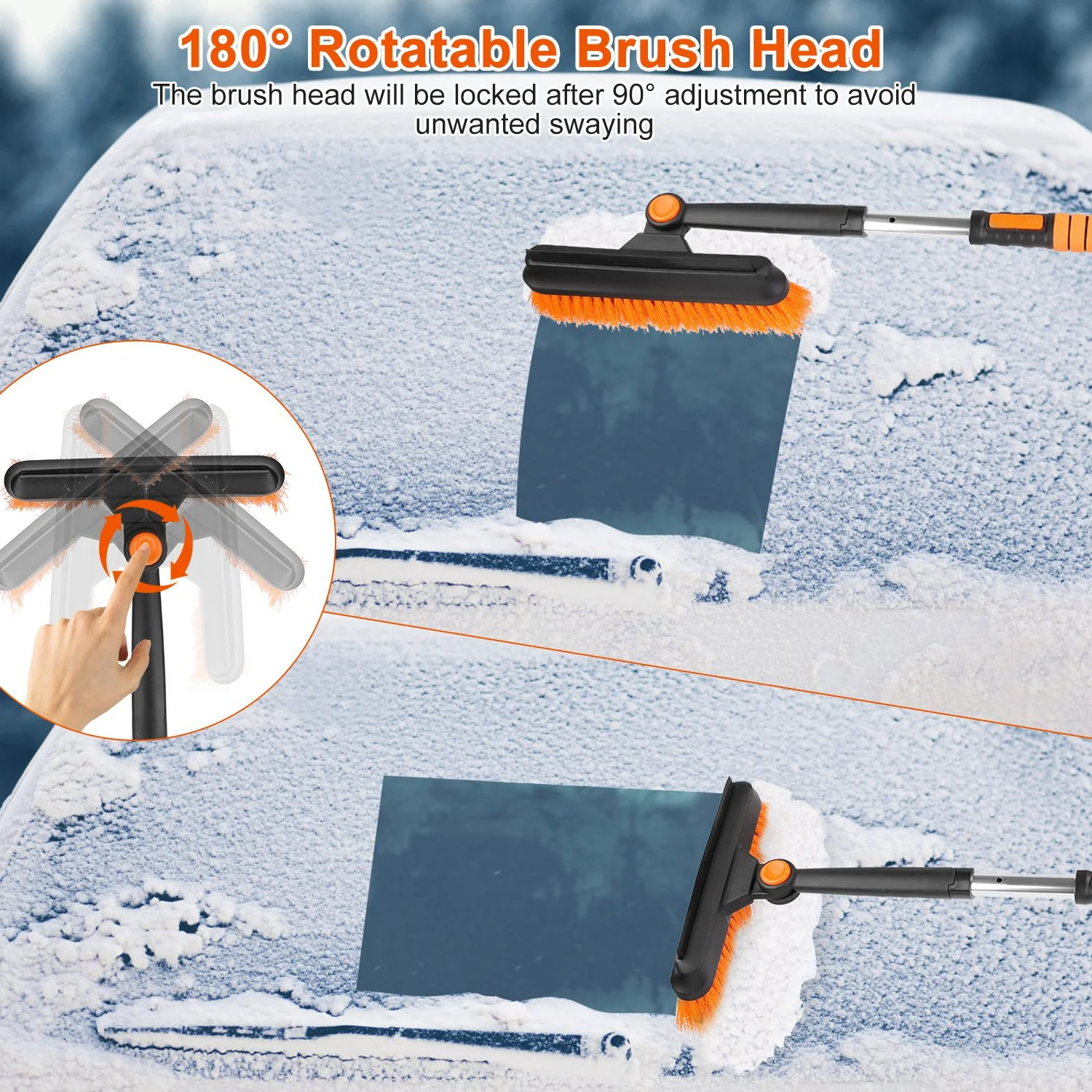 5 in 1 Snow Brush Shovel Kit, iMounTEK Aluminium Alloy Ice Snow Remover for Car, Telescopic Windshield Scraper & Rotatable Brush Head