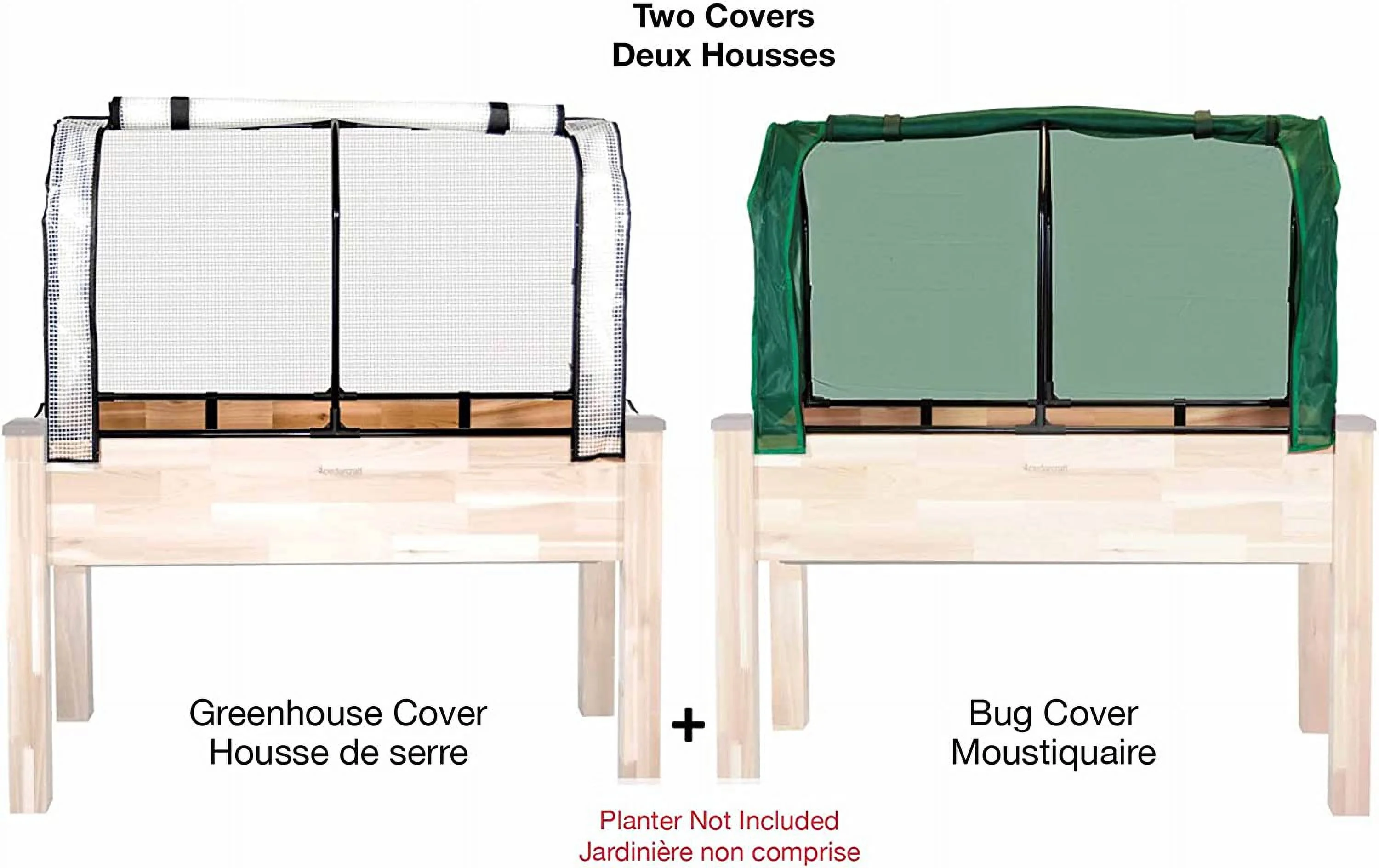 Greenhouse & Bug Cover Combo 22”W x 43”L x 24”H - Provides The Perfect microclimate for Your Plants. Includes 1 Frame & 2 Cover. Planter NOT Included