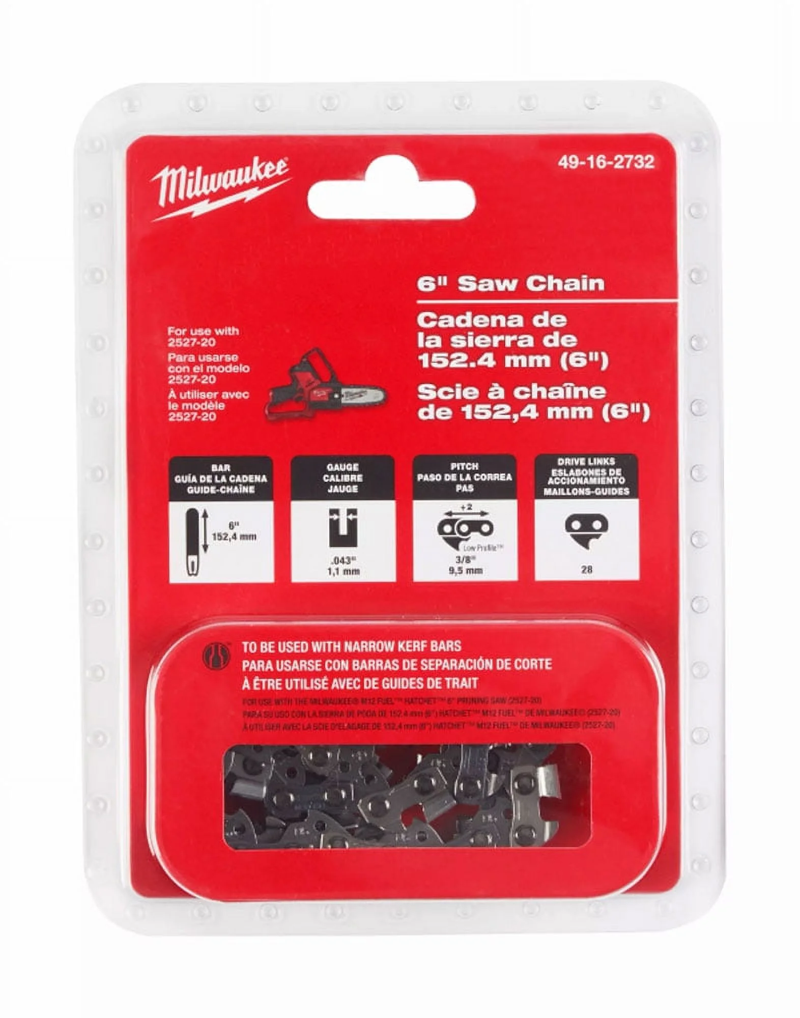 Milwaukee 49-16-2732 6 in. Saw Chain for M12 FUEL HATCHET Pruning Saw