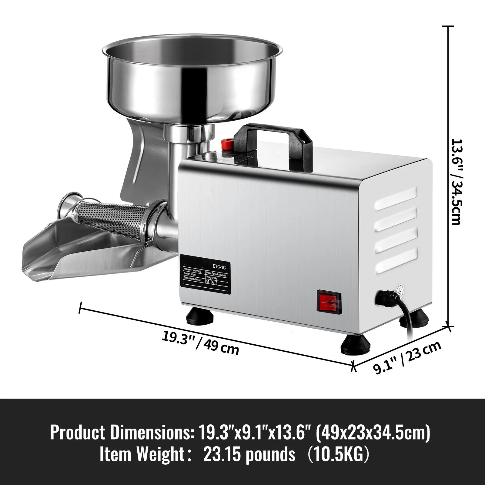 BENTISM Electric Tomato Strainer Tomato Milling Machine Stainless Steel Tomato Grinder
