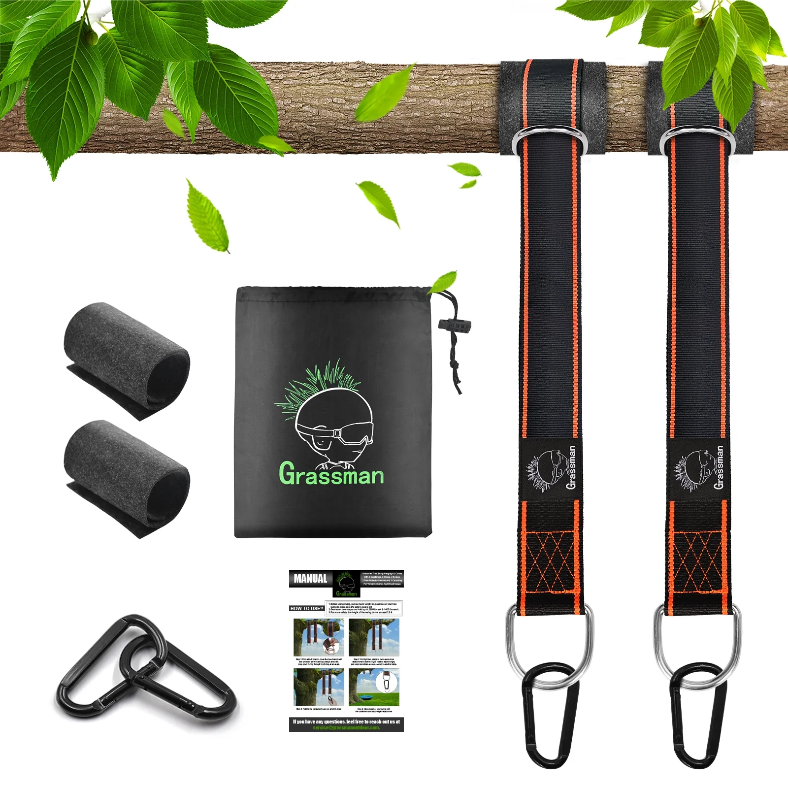 Grassman Tree Swing Strap 6',  Replacement Straps ,Swing Accessories ,Tree Swing Straps Hanging 6Kit Holds Up 2800lbs