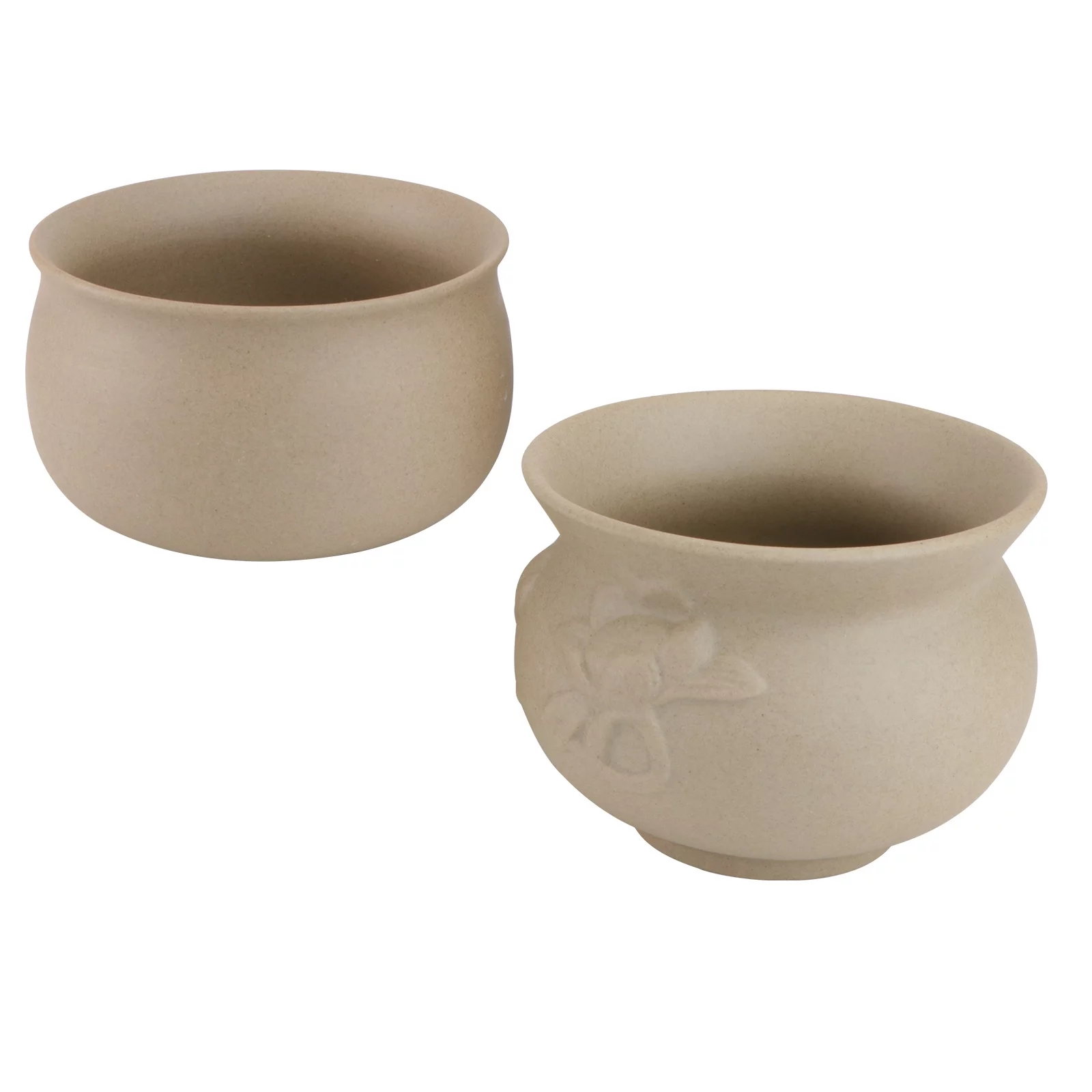 Guichaokj 2PCS Simple Ceramic Flowerpot Hand-painted Plain Fired Succulent Pot (Khaki)