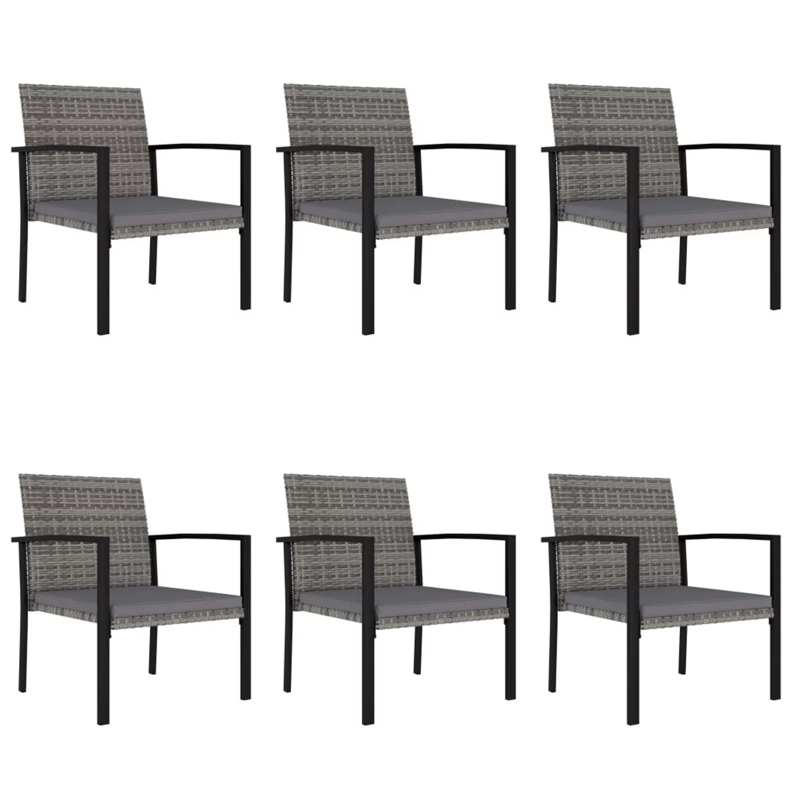 OWSOO 7 Piece Garden Dining Set Poly Rattan Gray