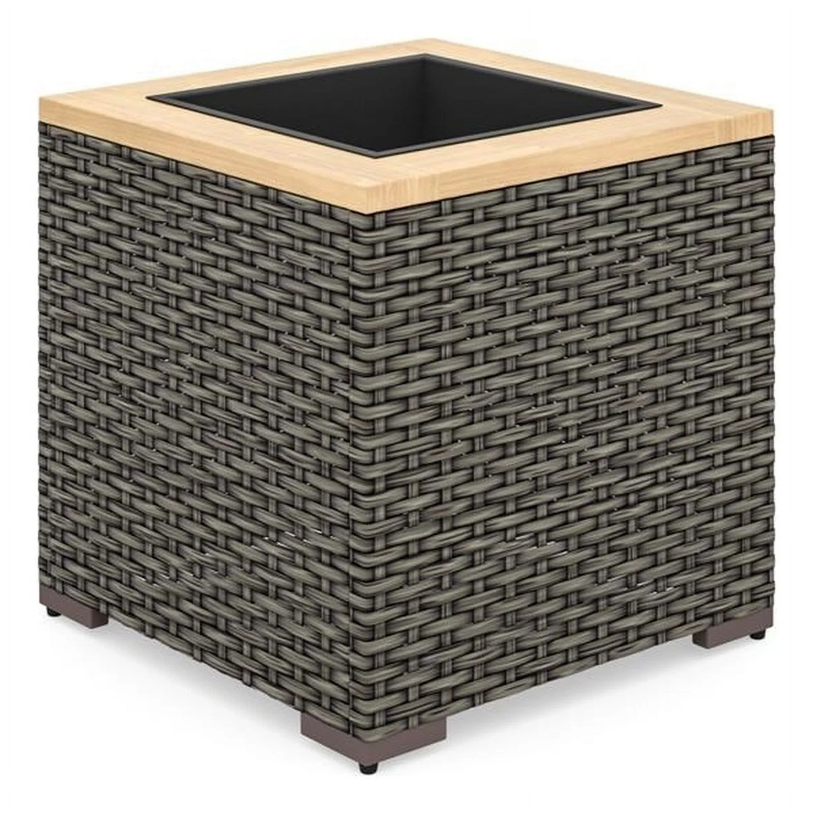Afuera Living Traditional Rattan Outdoor Planter in Brown Finish