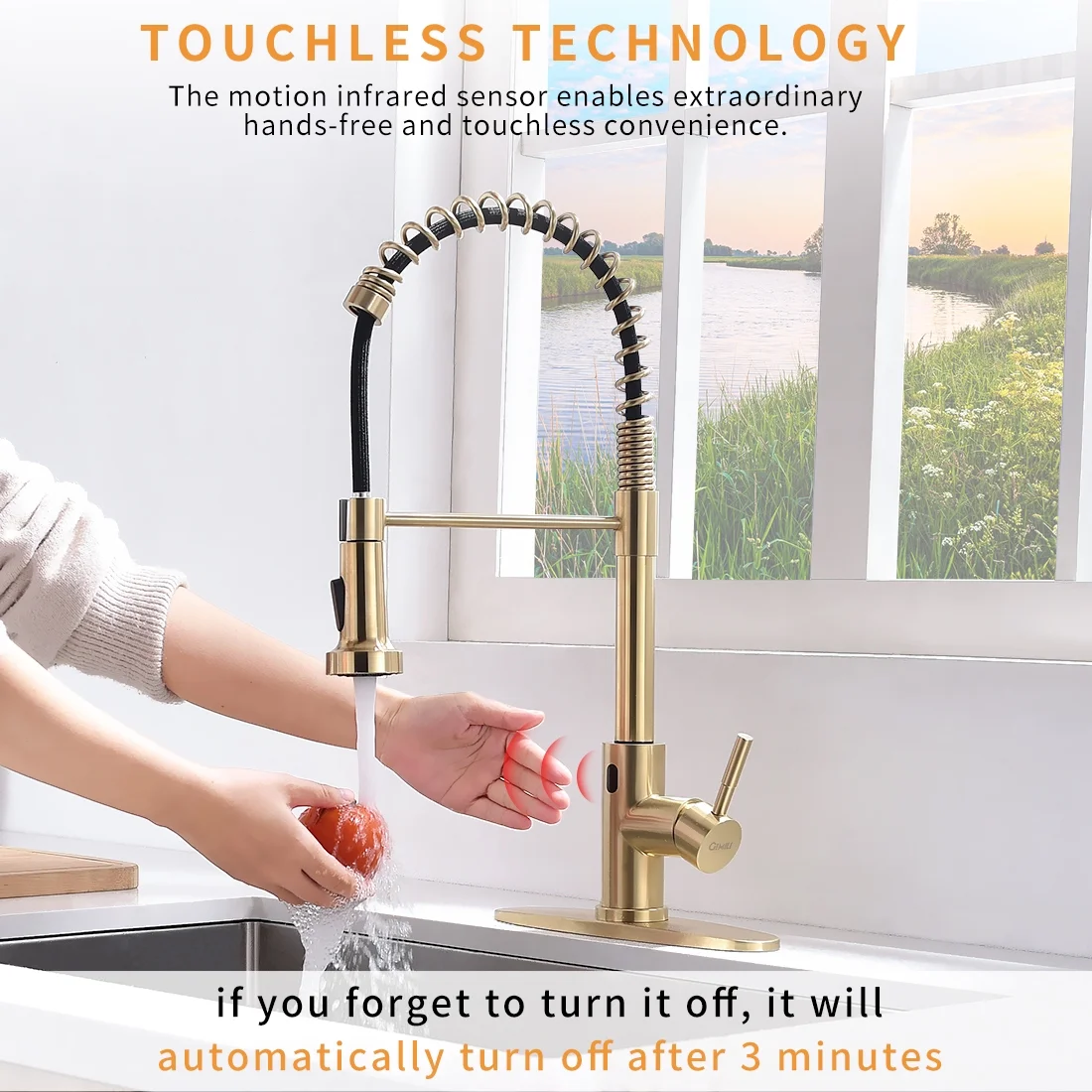 YLtoohoom Touchless Kitchen Faucet Hands Free Automatic Smart Kitchen Faucet Black Smart Kitchen Faucet