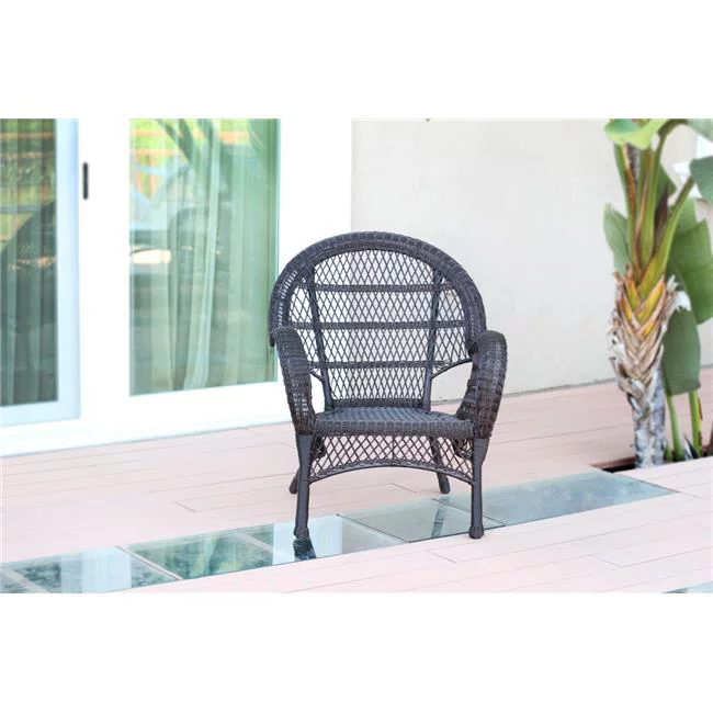 Jeco W00208-C-4 Espresso Wicker Chair - Set of 4