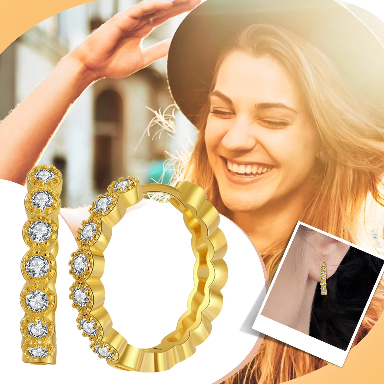 Women 18K Gold Earrings Turquoise Diamond Earrings Shiny Zirconia Earrings Jewelry Gifts Lightweight Earrings Rainbow Earrings Flower Earrings for Women Diamond Studs Earrings for Women Earrings Stud