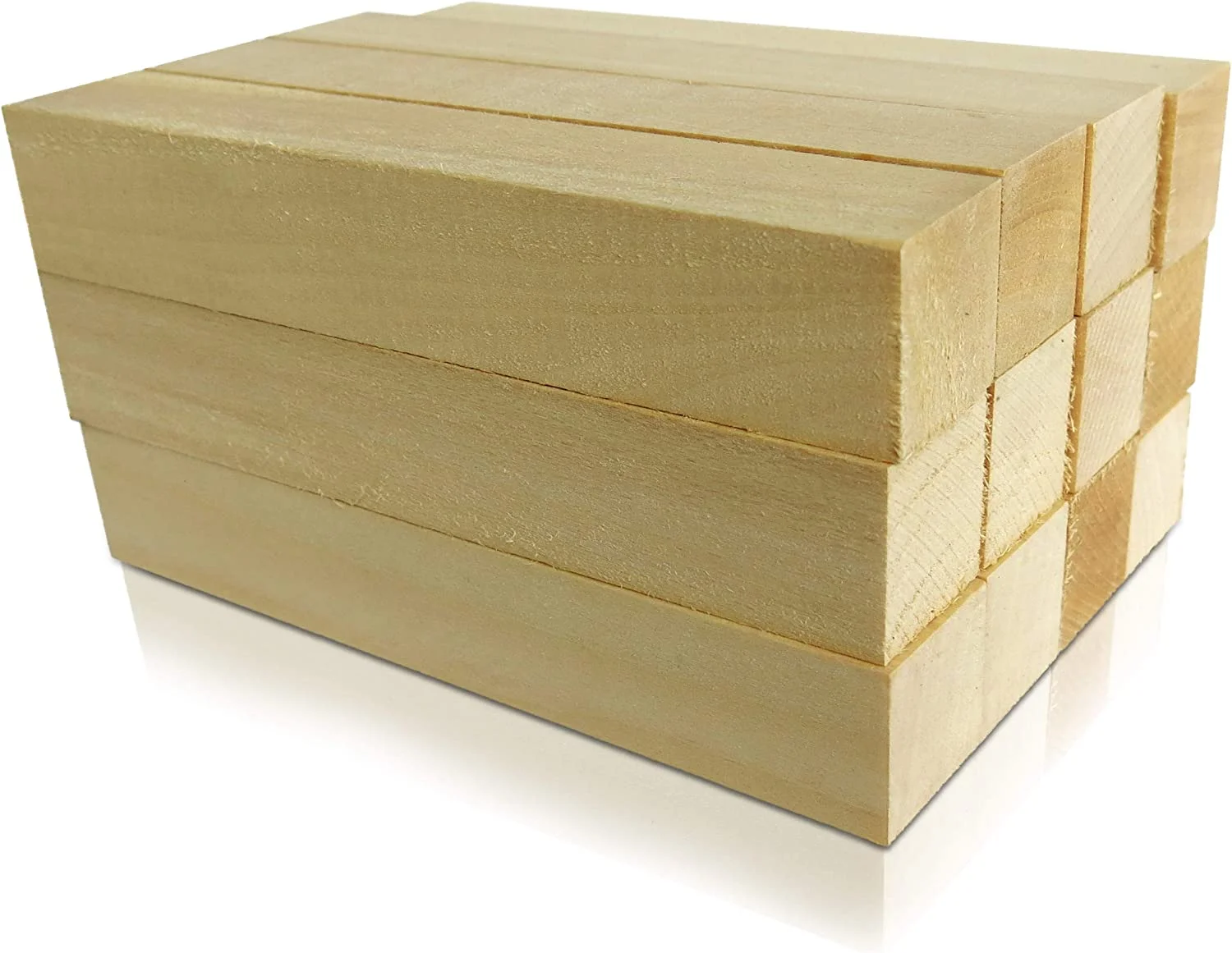 12 Pack Basswood Blocks 6 X 1 X 1 Inches Premium Soft Wood Blocks for Carving and Whittling
