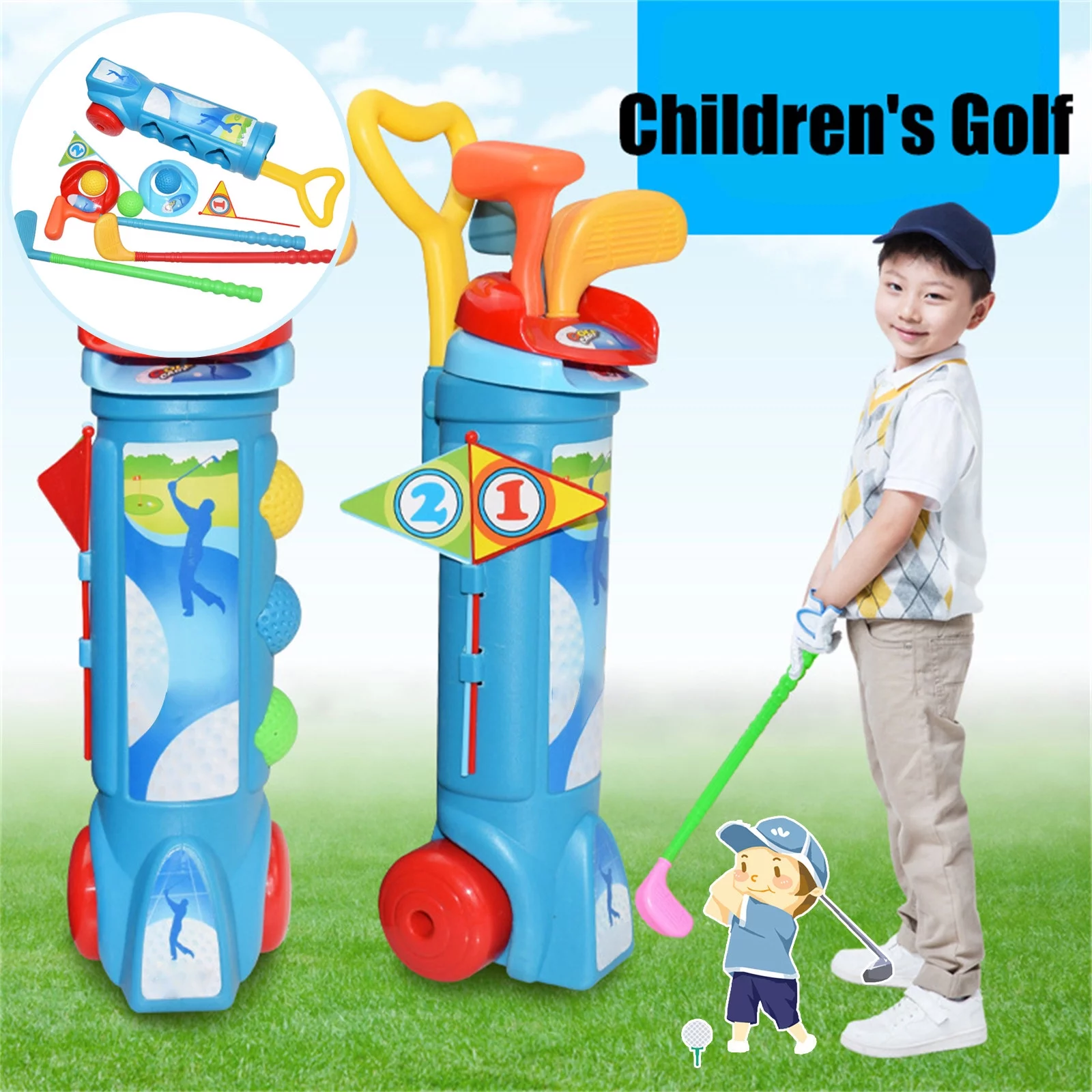 Reed Golf Pro Set Toy For Kids Toddlers Golf Clubs Flags Practice Balls Sports Indoor