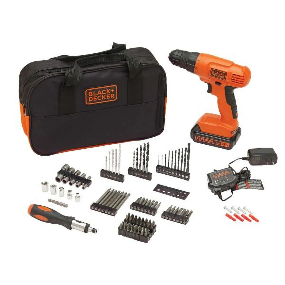 BLACK+DECKER 20V MAX* POWERCONNECT Cordless Drill Kit + 100 pc. Kit (BDC120VA100)