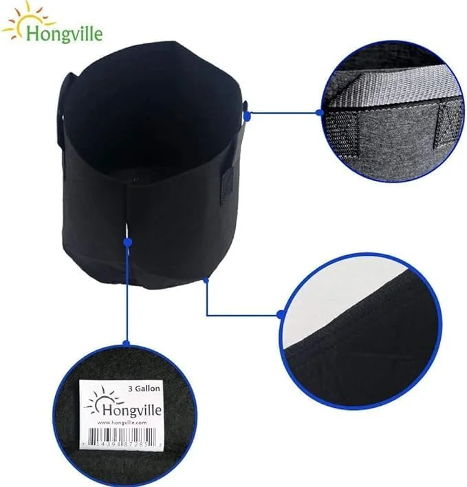 HONGVILLE 10-Pack Plant Grow Bags Fabric Pots with Handles Black Color