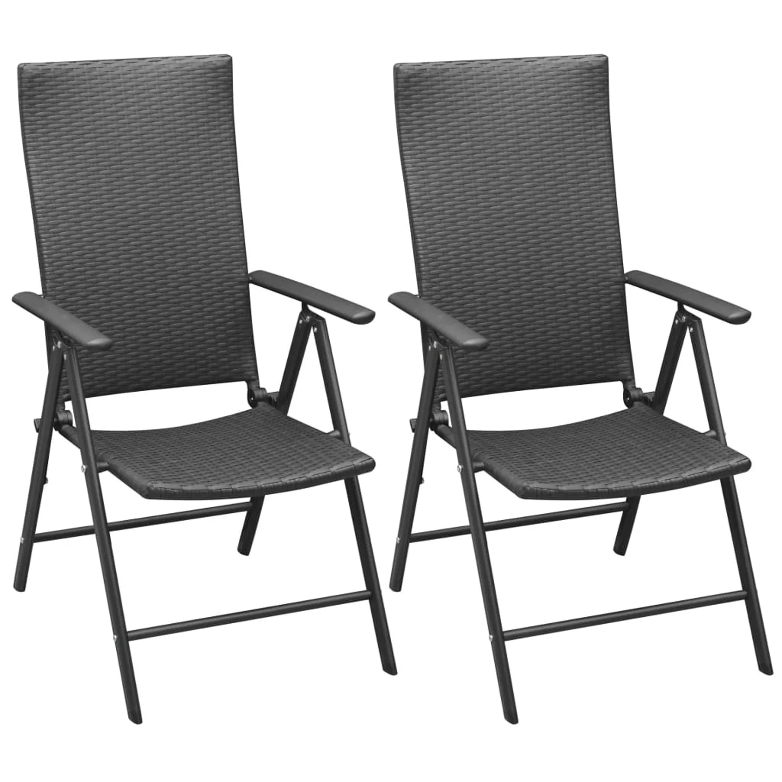 Andoer Stackable Garden Chairs 2 pcs Poly Rattan Black