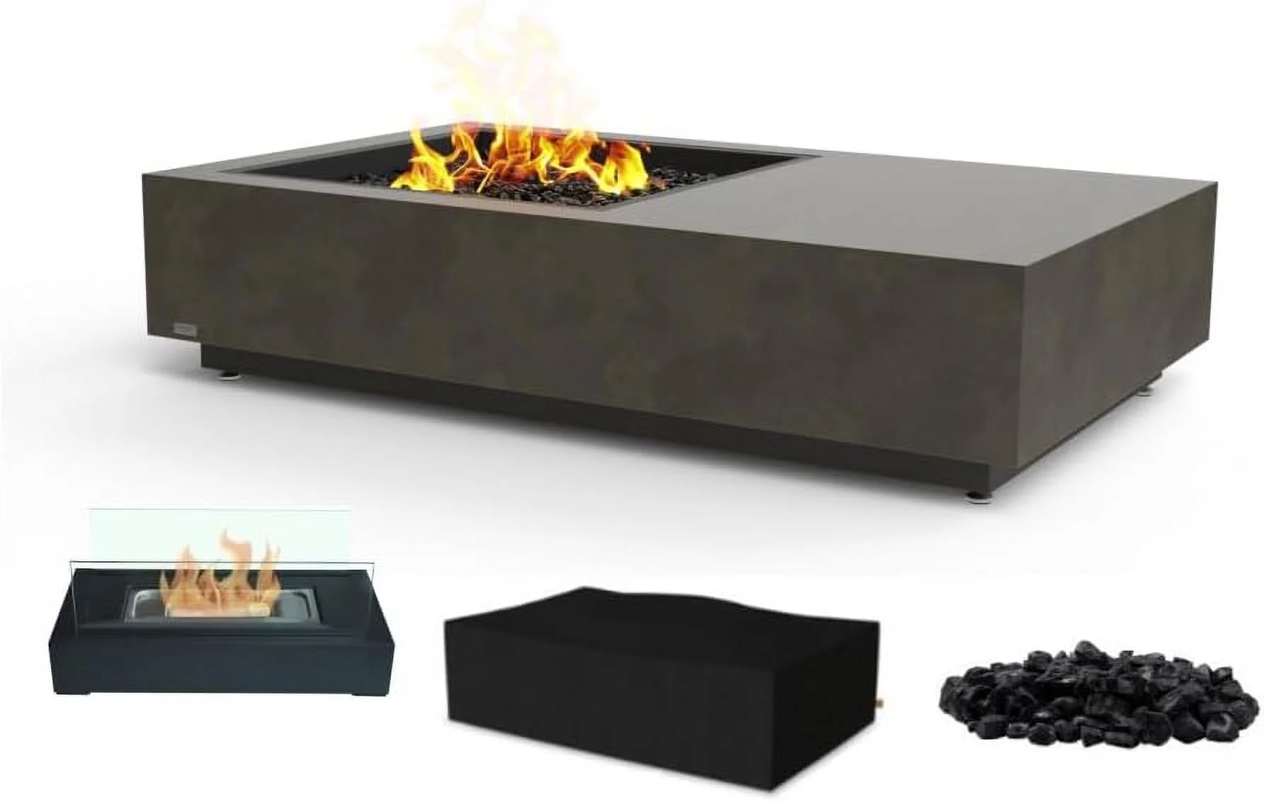 Ecosmart | Manhattan 50 Fire Pit Table | Natural Color | Stainless Steel Gas Burner | Elegant Curved Design with Versatile Wide Lip | Complements Any Decor and Setting