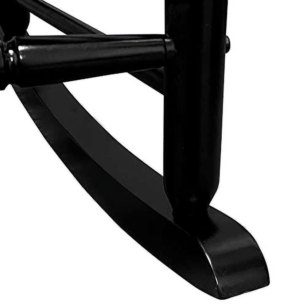 Patio Porch Rocking Chair with High Back for Indoor Outdoor Use, Wood Rocking Chair with Armrest for Adult, Front Porch Chairs with Rocker for Deck Garden Lawn Balcony Backyard, Black