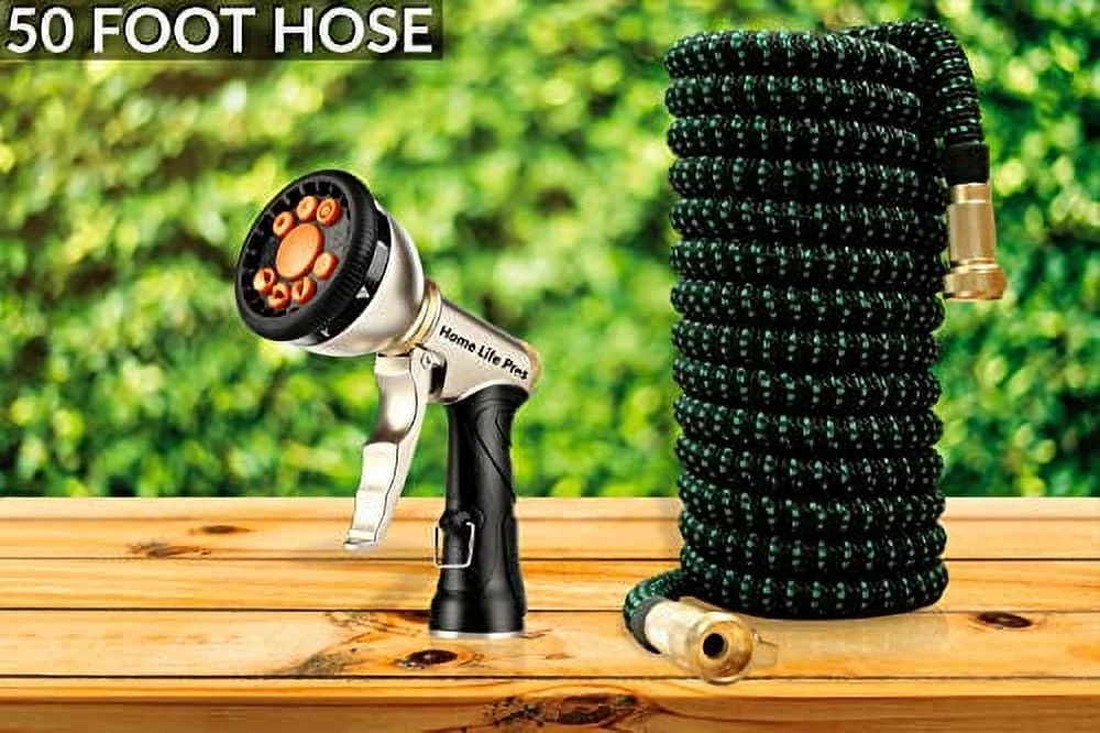 Expandable Garden Hose 50FT Heavy Duty No-Kink Compact Lightweight Waterhose Outdoor Lawn Shrinking Water Hose Expanding 50 FT Car Wash Collapsible Hose 3/4 Retractable Water Pipe Flexible Hoses