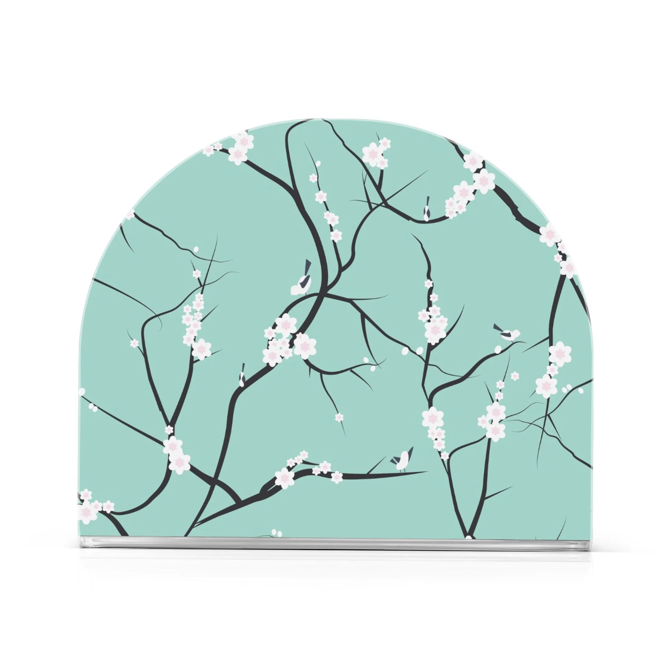 Blossoming Cherry Trees Japanese Acrylic Napkin Holder Tissue Paper Clear Tabletop Dispenser Dining Room Bathroom Party Hotel