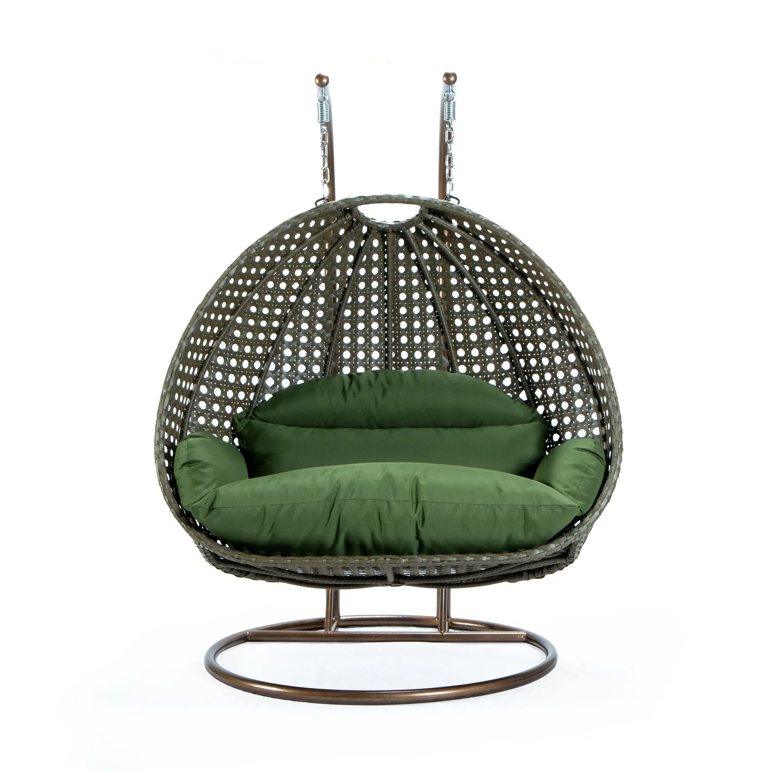 Maykoosh Renaissance Revival Wicker Hanging 2 person Egg Swing Chair,Dark Green