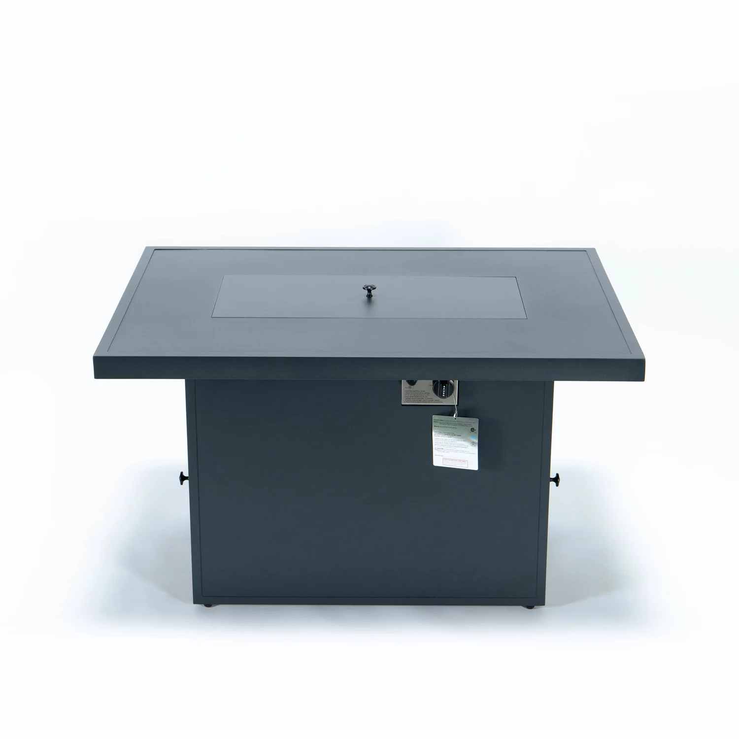 Maykoosh Modern Marvel 3-Piece Sectional Loveseat and Fire Pit Table Set Black Aluminum with Cushions