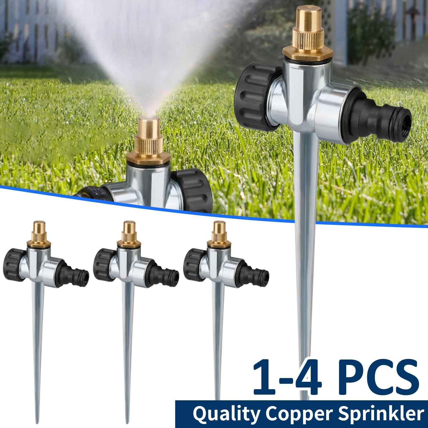 1-4 PCS 360° Lawn Water Sprinkler Garden Yard Watering Sprayer Automatic System