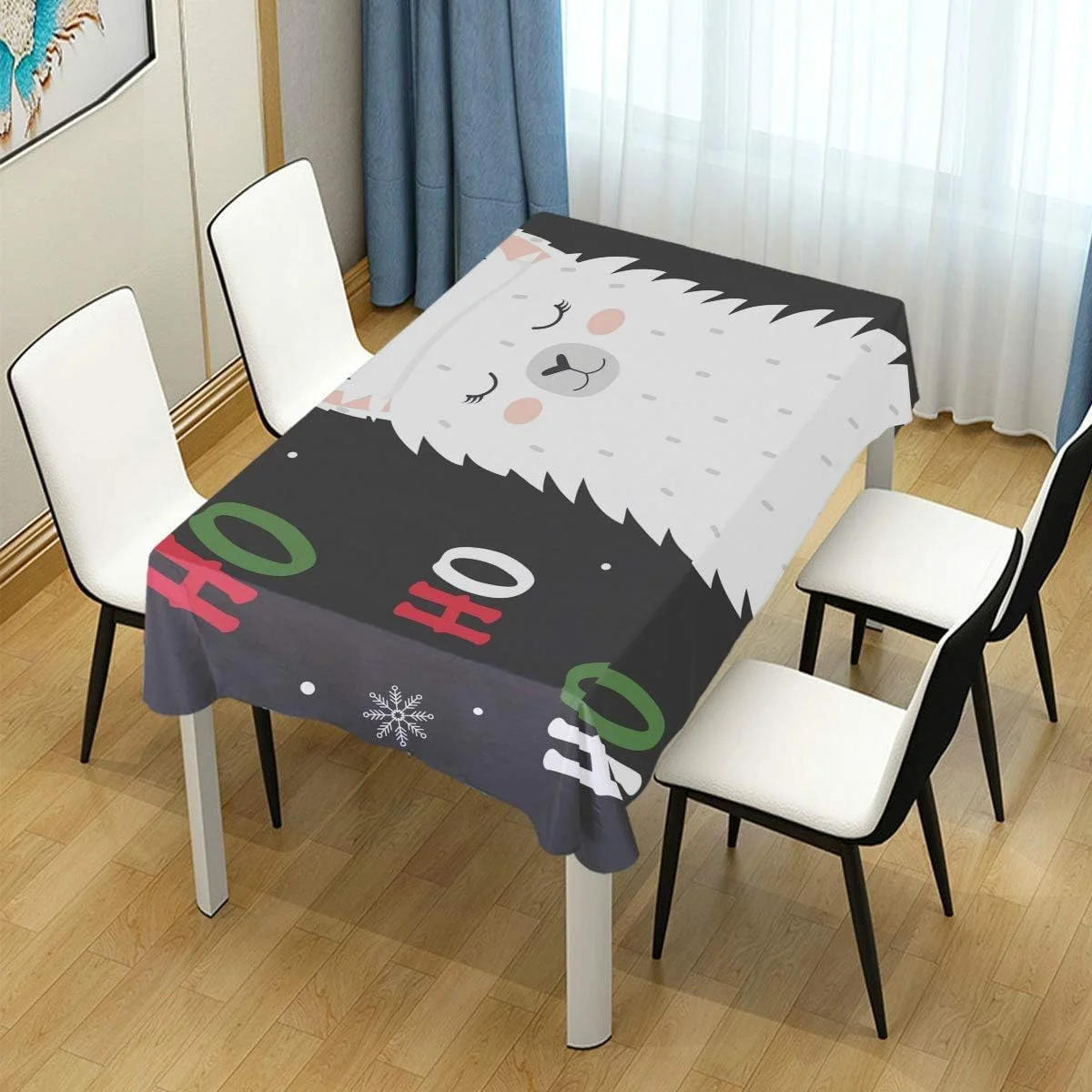 Hyjoy Cute Winter Llama Ho Rectangle Tablecloth for Kitchen Dining Room Party Table Cover Home Decor 54