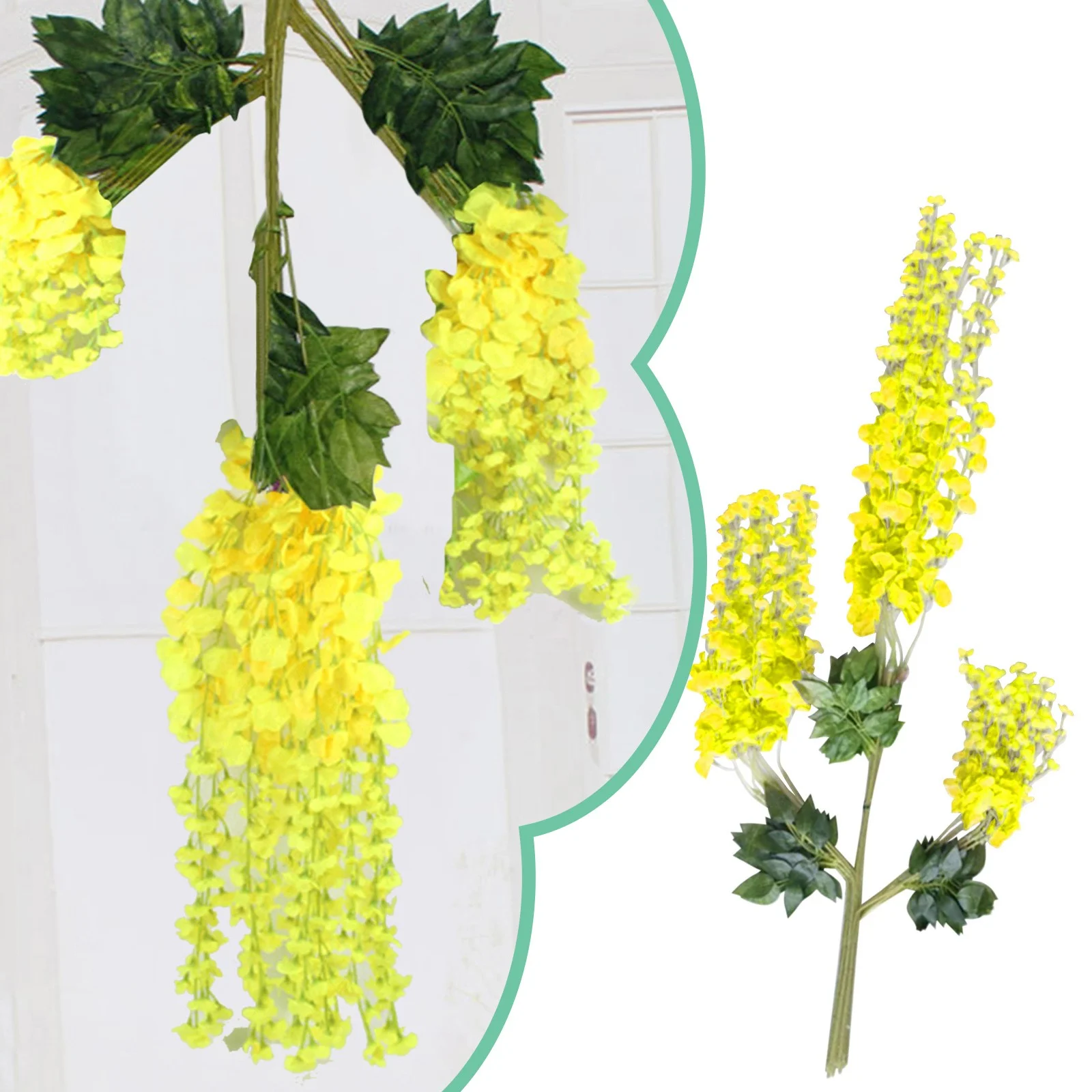 Yeetfub Fake Flowers Silk Flowers 12 Pieces Wisteria Artificial Flower Bushy Silk Vine Ratta Hanging Decoration for Window Garden Office Patio Planter Pathway Front Porch