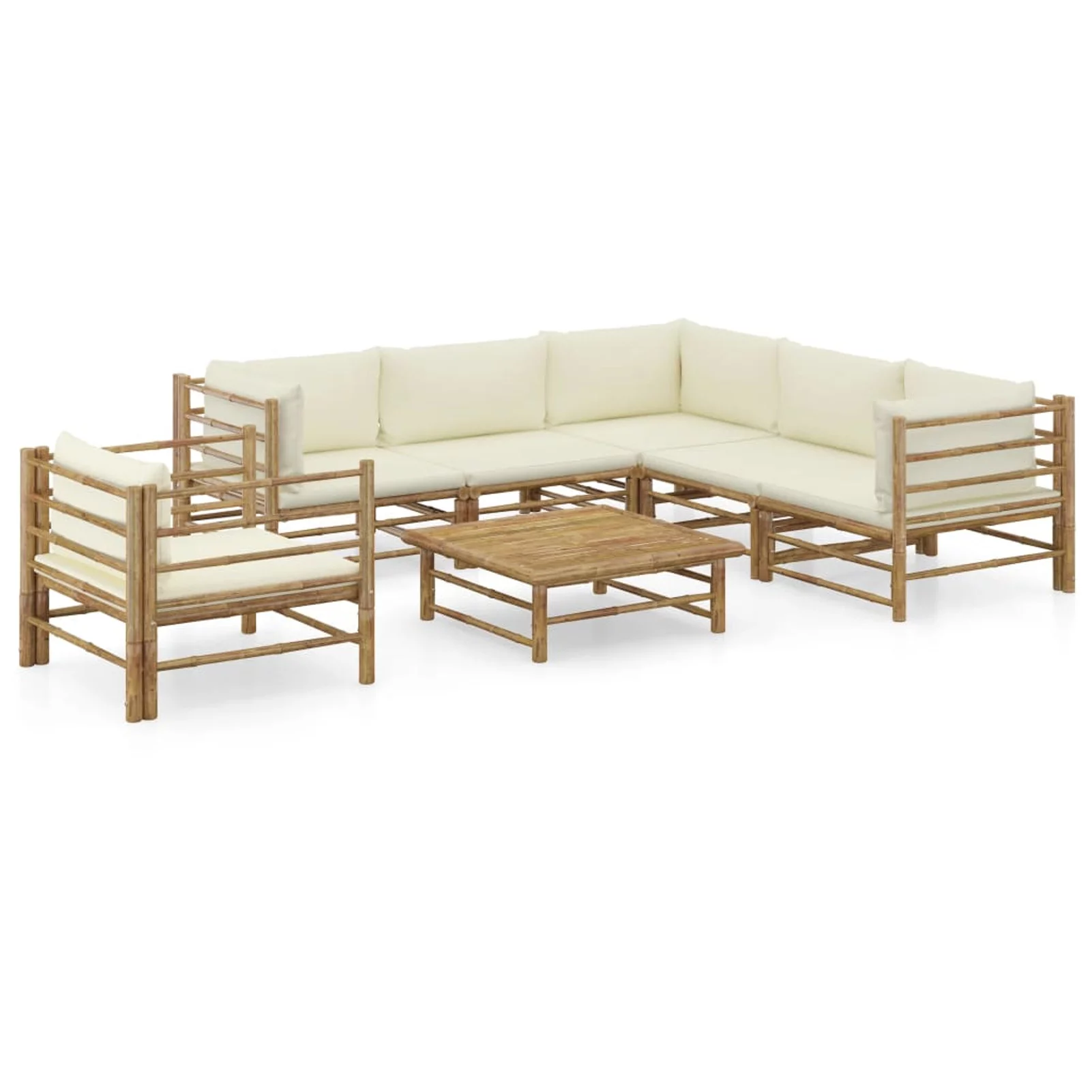 Irfora parcel,Cream White Cushions FurniturePatio Set 7 Piece With Cream WhiteFurniture Patio Furniture Set Sun Patio L-shaped Conversation Sofa Piece SofaSet Patio With
