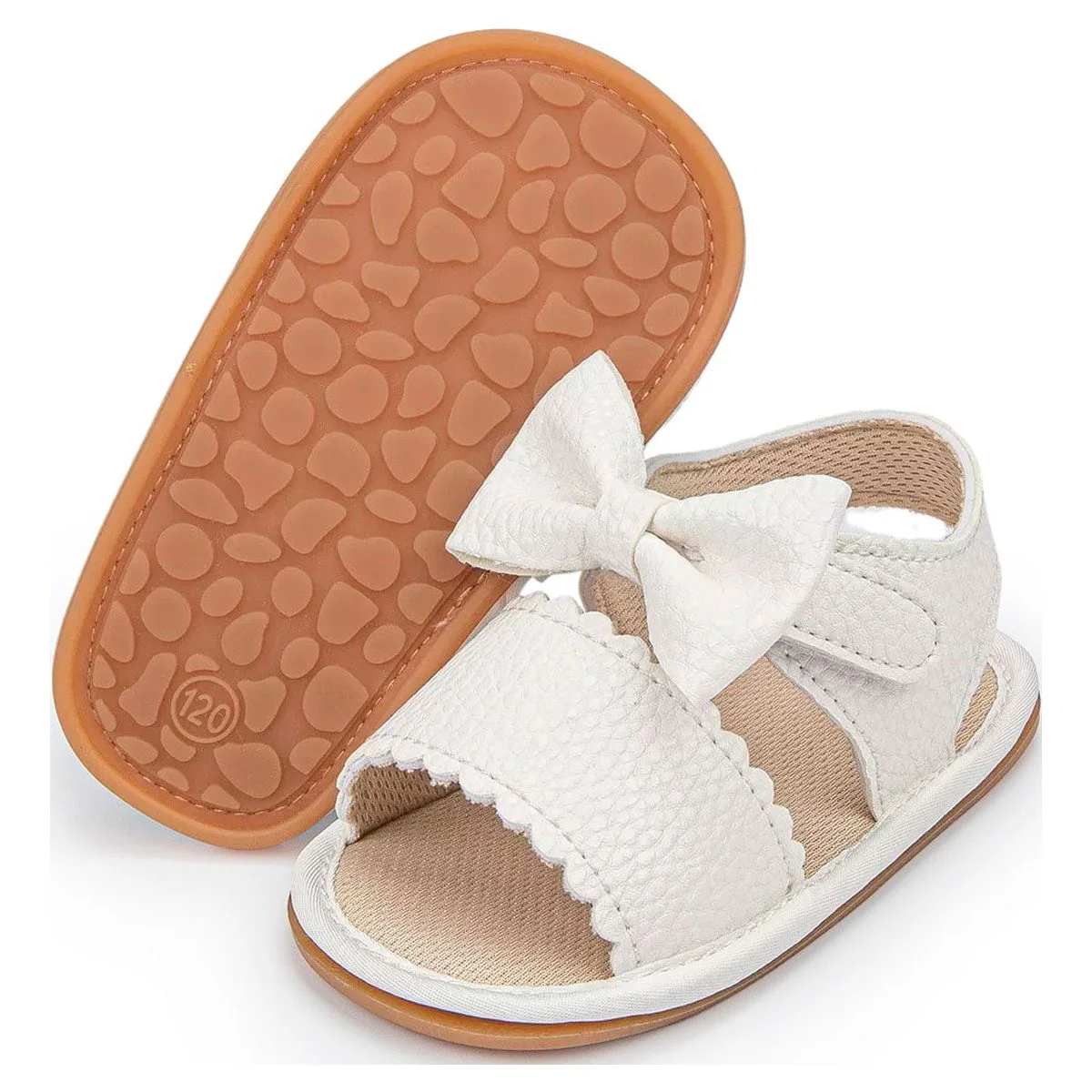 Meckior Baby Girls Sandals Rubber Sole Infant Flats Bowknot Shoes for First Walker 0-18 Months