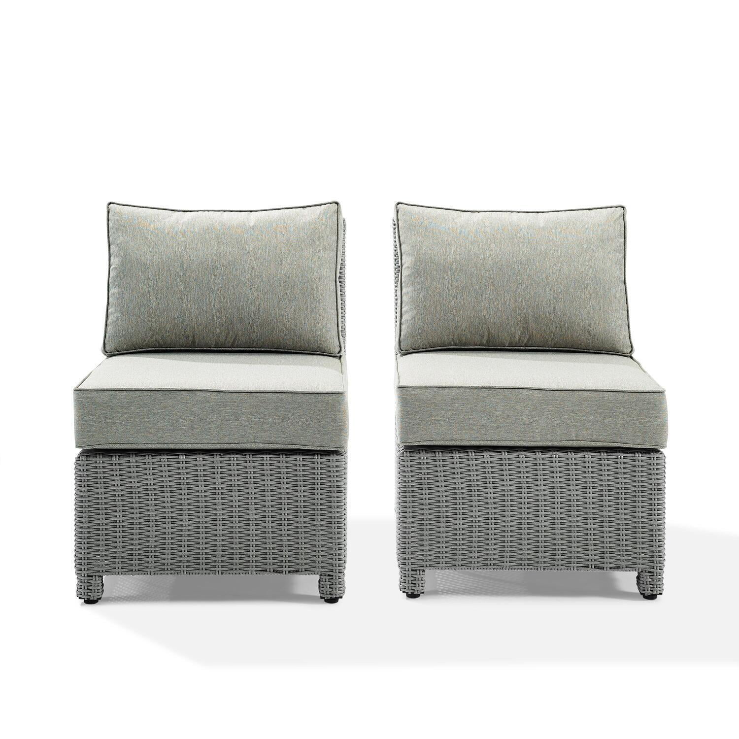 HomeStock Eclectic Elegance 2Pc Outdoor Wicker Chair Set Gray/Gray - 2 Armless Chairs