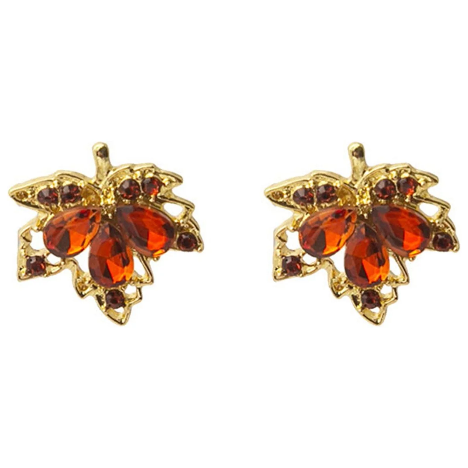 BOLUOYI Graduation Dress Sparkling Diamond Water Drop Maple Leaf Earrings Light Small Romanticss Autumn and Winter Silver Needle Earrings Female