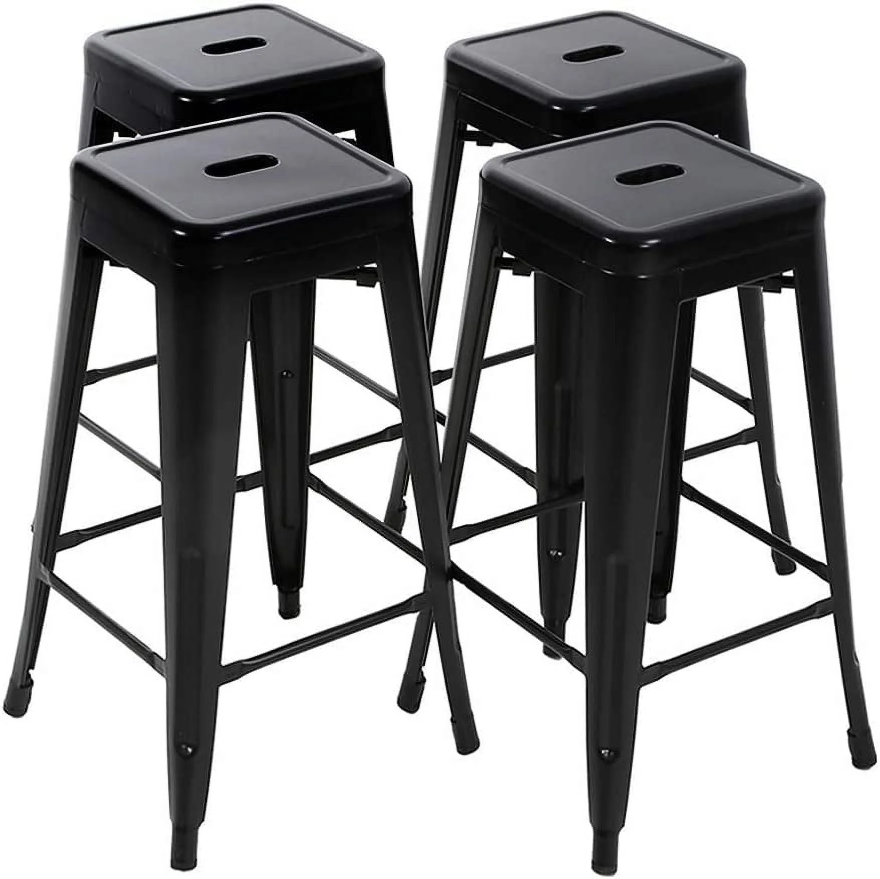 GFVCNIO TUIONMJ Metal TUIONMJ Stools Set of 4 Counter Height Wood Seat Barstool 24 Inches Industrial TUIONMJ Chairs Patio Stool Stackable Backless Stool Indoor Outdoor Metal Kitchen Stool