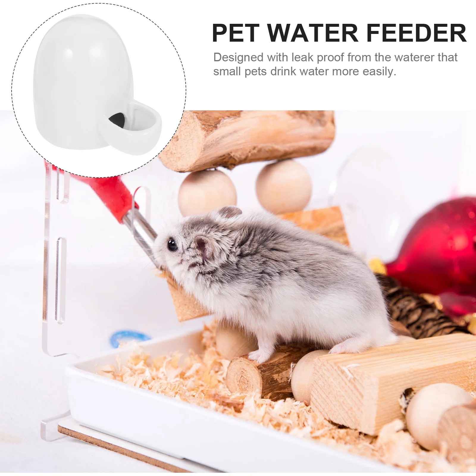Pet Drinking Fountain Small Water Dispenser Dish Feeder Animal Bottle Automatic Glass White