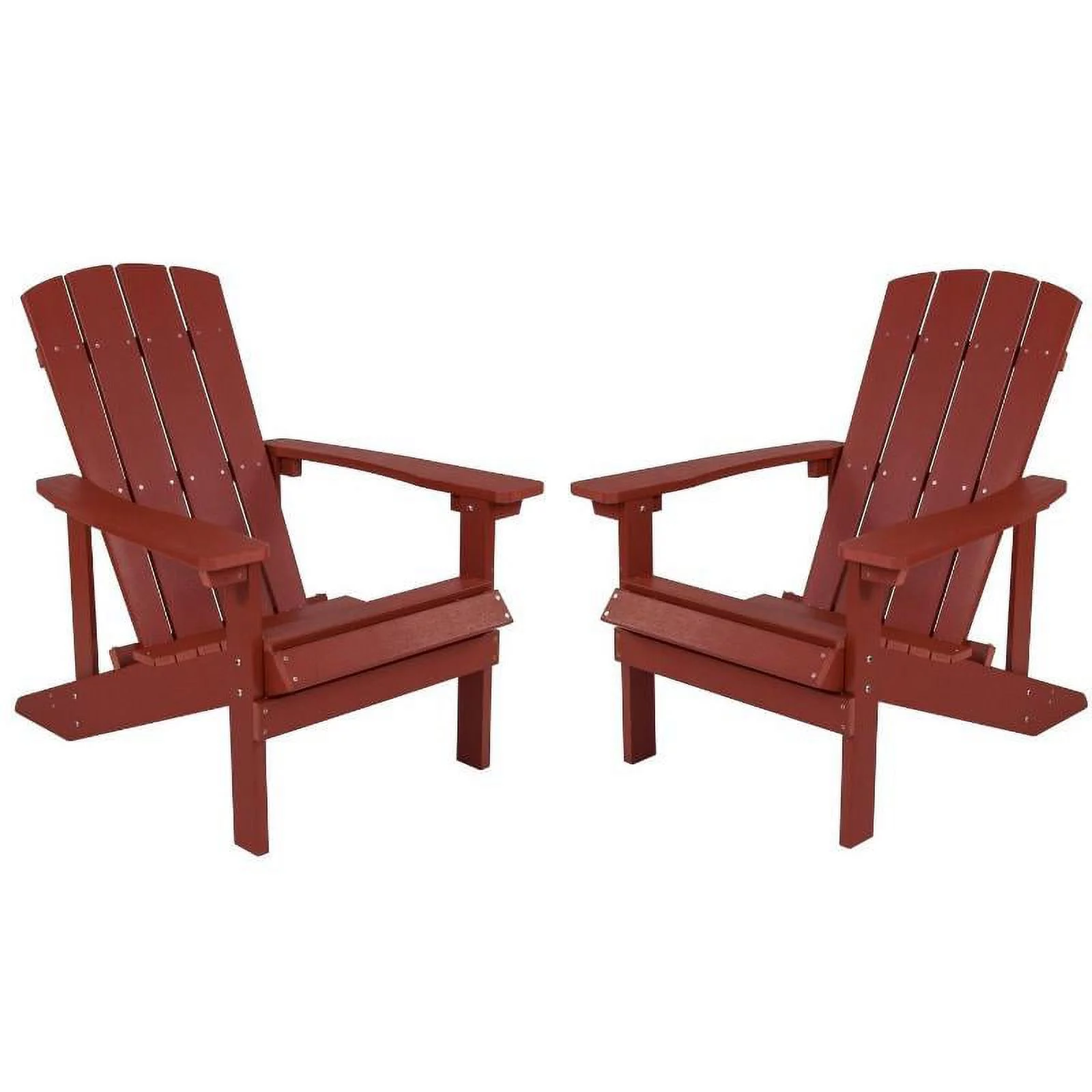Home Square 2 Piece Faux Wood Adirondack Chair Set In Red