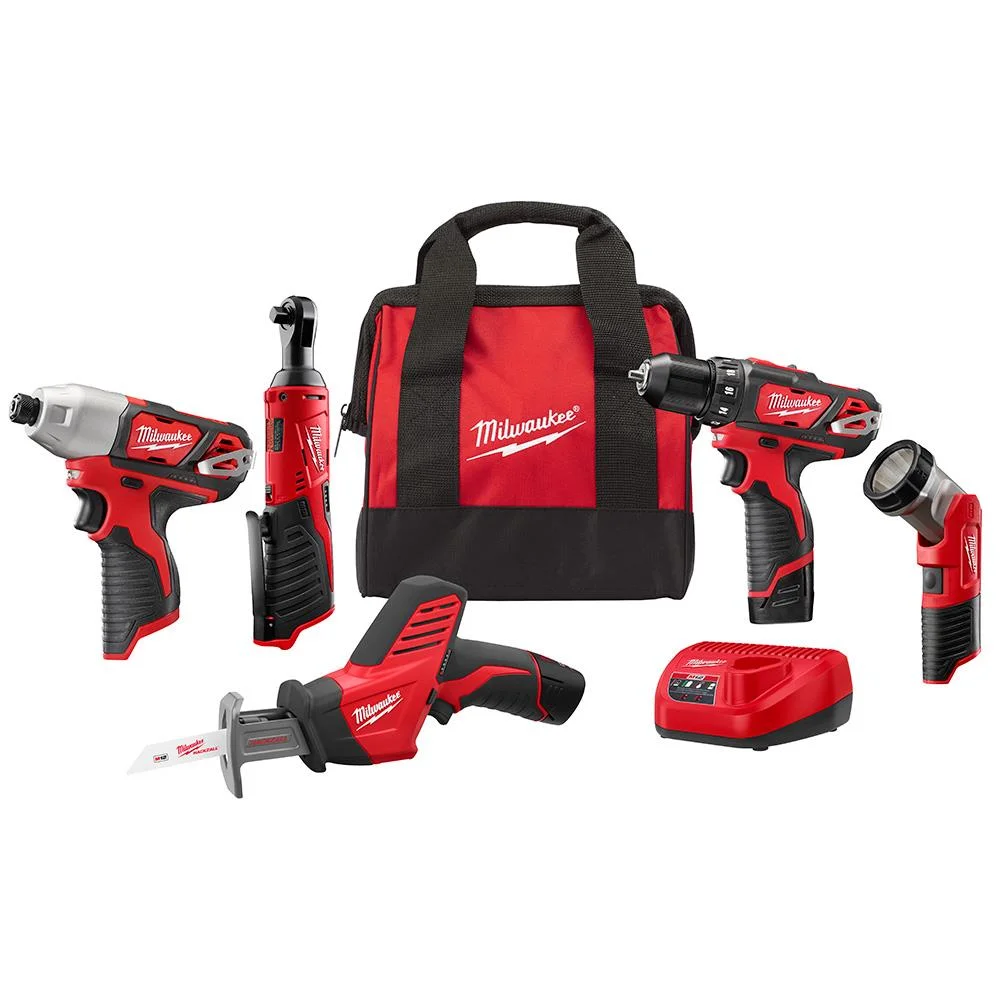 Milwaukee 2498-25 M12 Cordless Lithium-Ion 5-Tool Combo Kit (1.5 Ah)