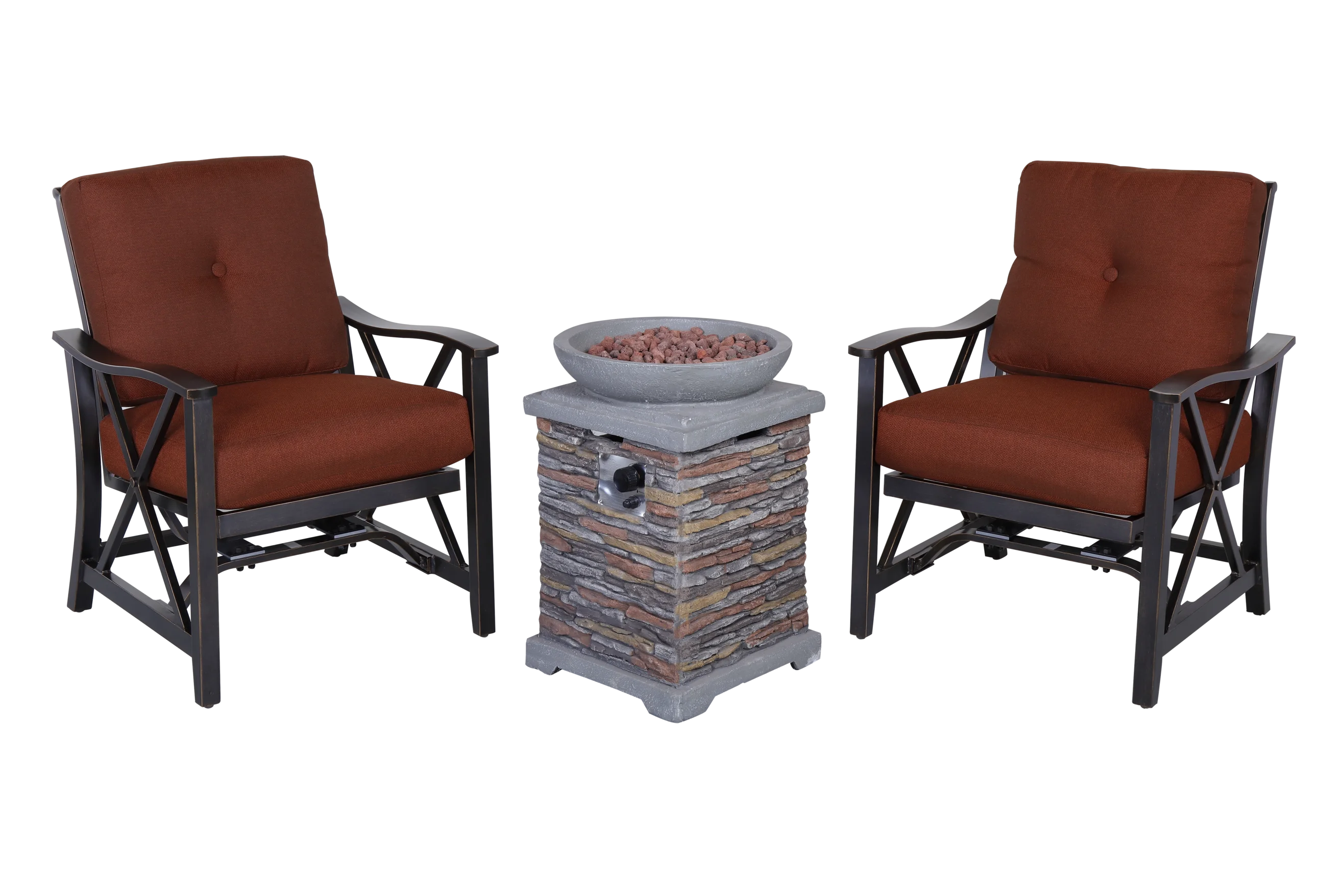 Claire and Barry OULU Collection Patio Set (2 chairs + 1 fire pit column)