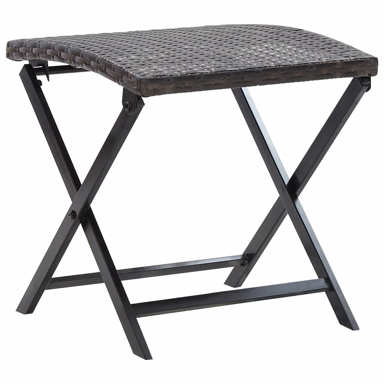 Anself Folding Stool Poly Rattan Brown  Stool Chair Steel Frame for Garden, Lawn, Courtyard 17.3 x 17.3 x 15.7 Inches (L x W x H)